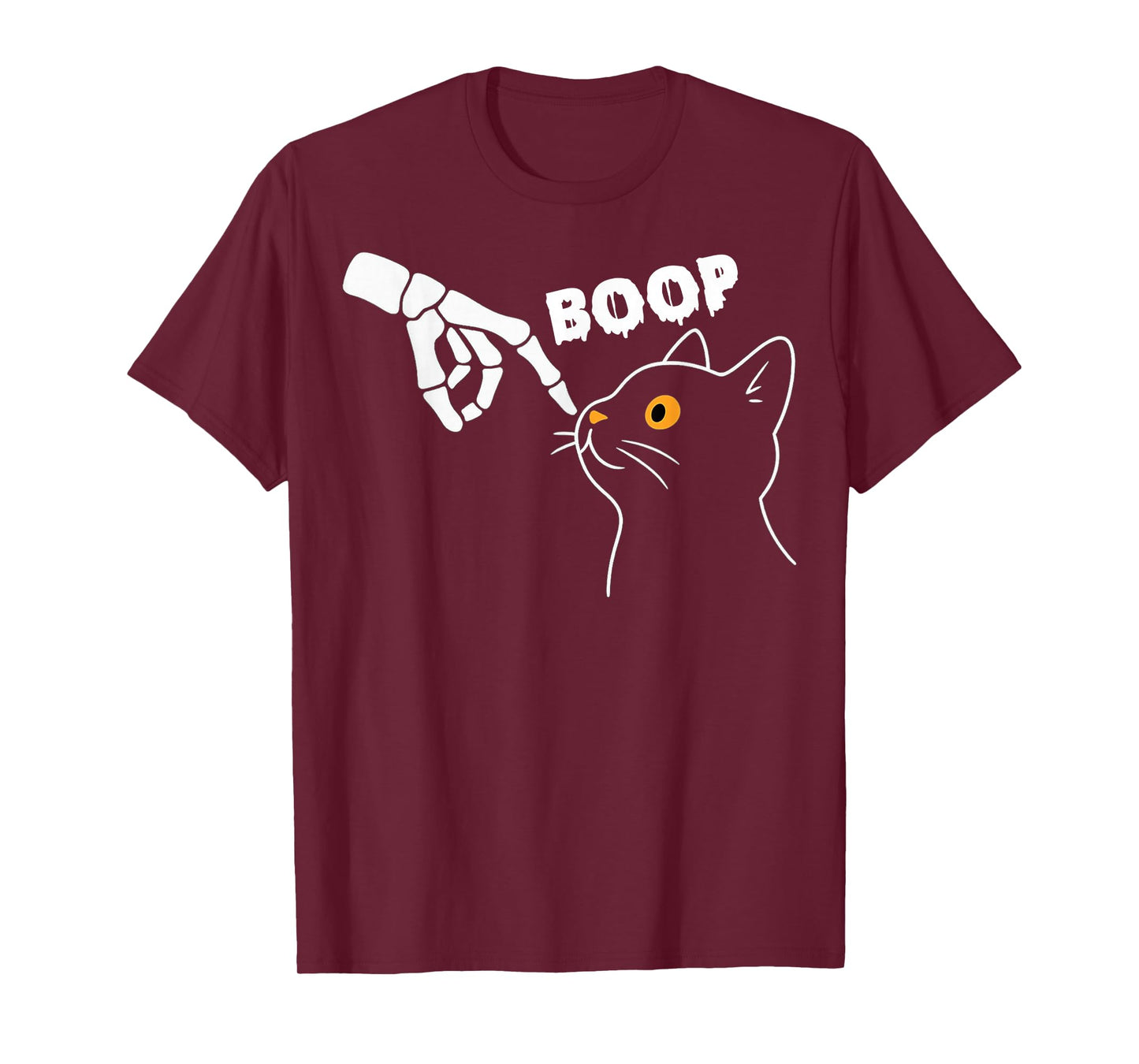 Skeleton Hand Boop On A Cat's Nose Funny Halloween Graphic T-Shirt