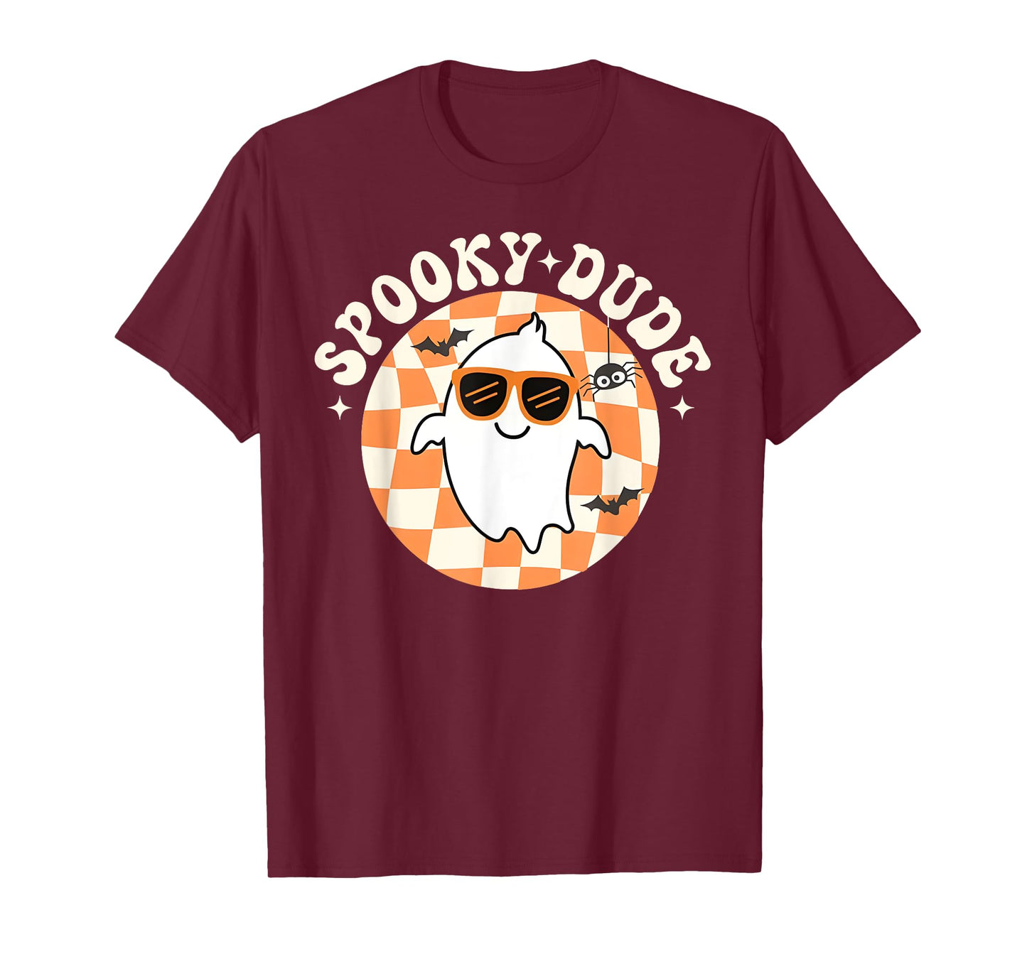 Groovy Spooky Dude Retro Checkered Ghost Halloween Toddler T-Shirt
