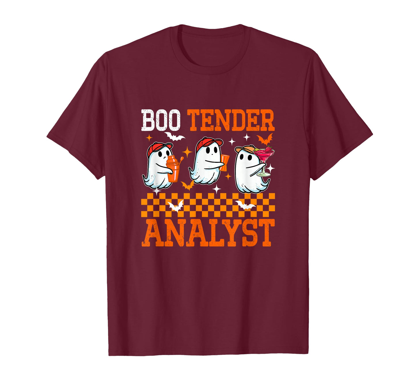 Boo Tender Analyst Halloween Bartender Job Three Cute Boos T-Shirt