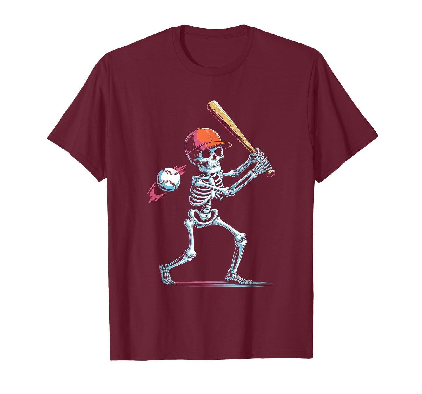 Skeleton Baseball Halloween Costume Funny Men Boys Kids T-Shirt