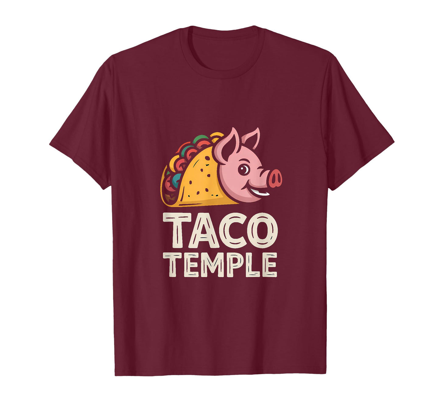 Aztec Pig: Taco Temple Retro Illustration T-Shirt