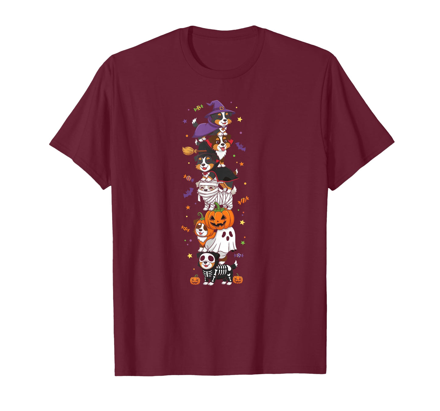 Australian Shepherd Witch Ghost Halloween Kids Mens Womens T-Shirt