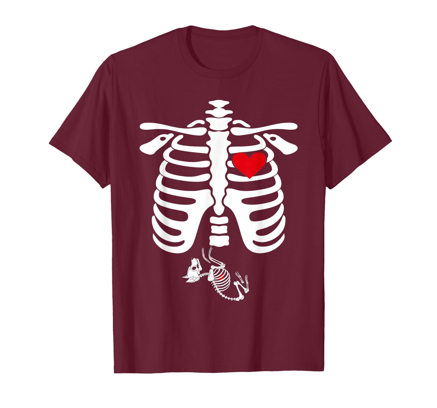 Skeleton Pregnancy Announcement Siberian Husky Dog Halloween T-Shirt