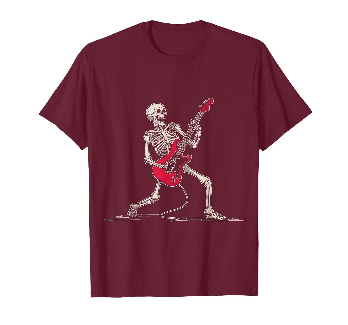 Rocker Skeleton Men Boys Bass Guitar Guitarist Halloween T-Shirt