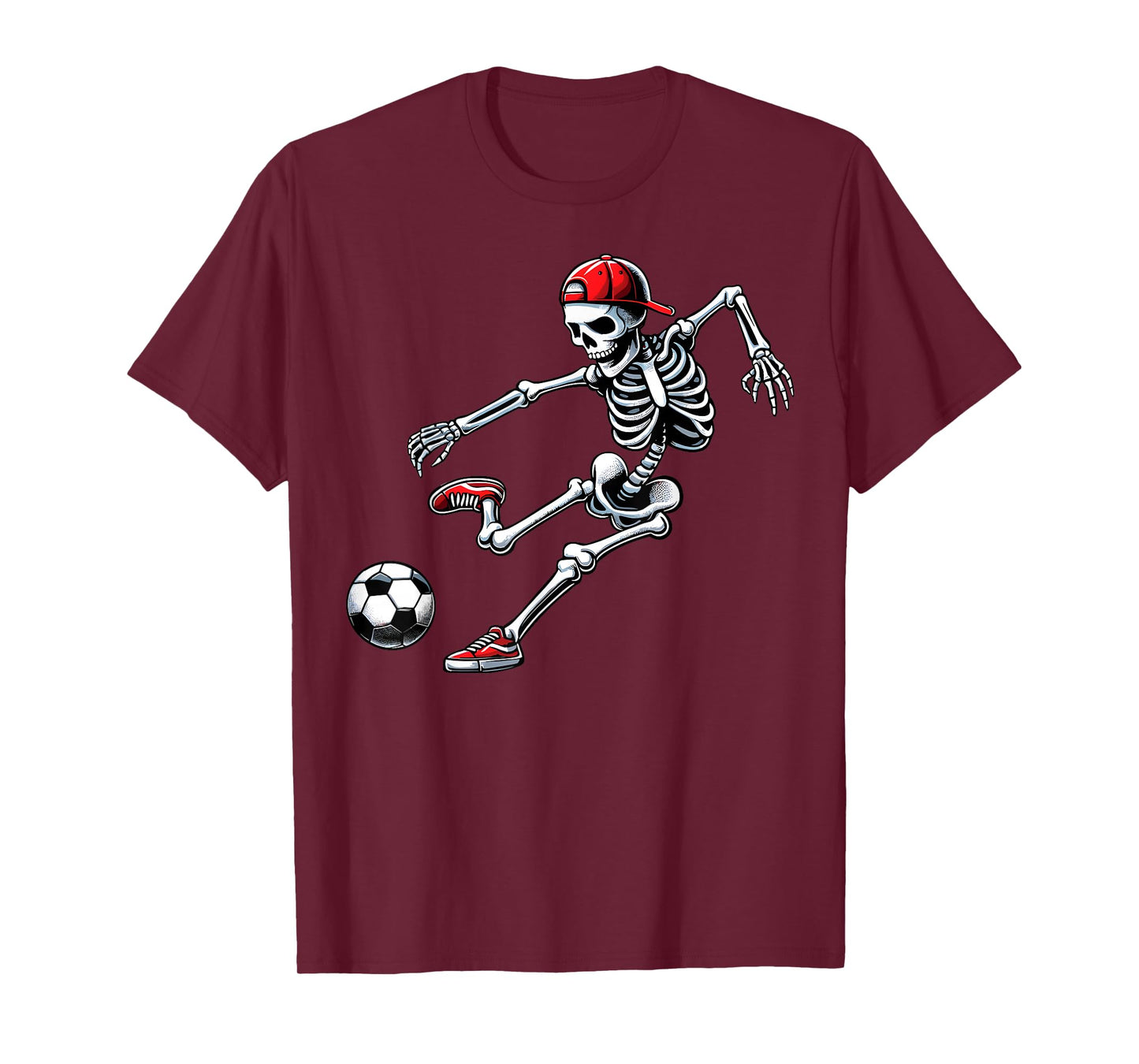 Skeleton Soccer Player Halloween Sports Football Men Women T-Shirt