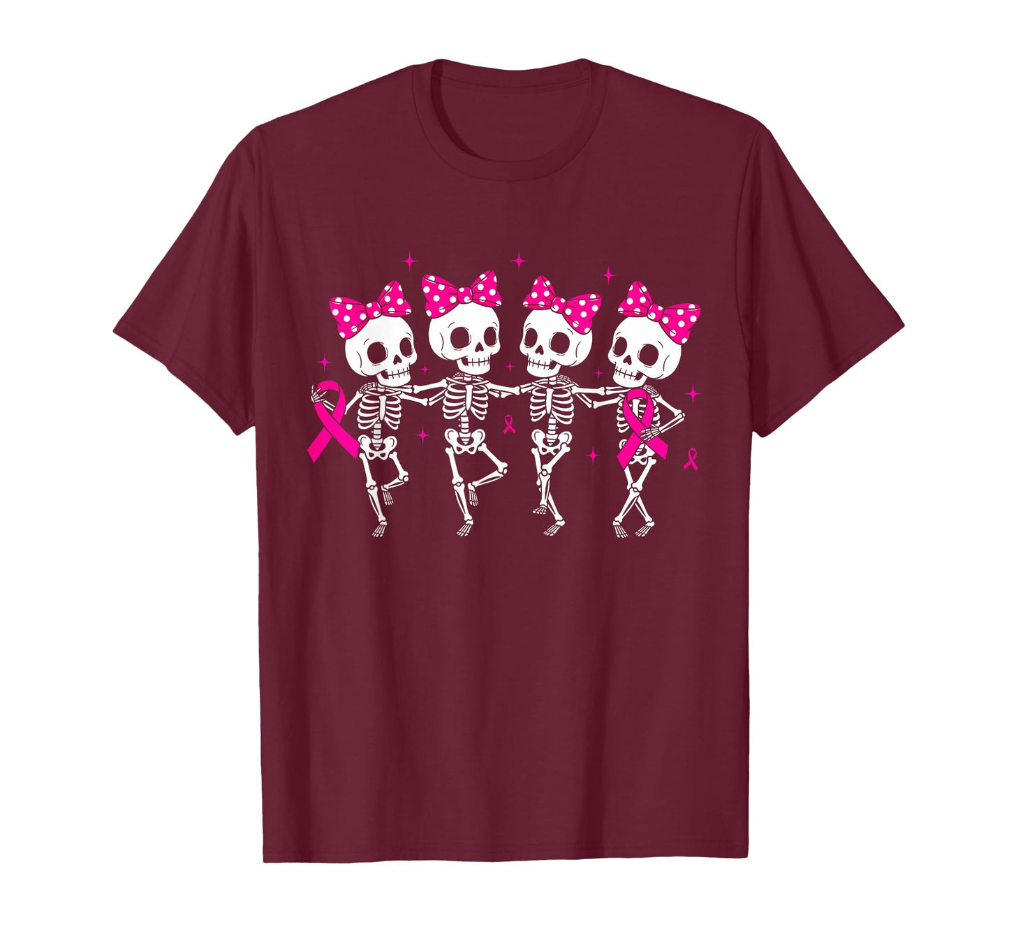 Funny Skeleton Pink Ribbon Breast Cancer Awareness T-Shirt
