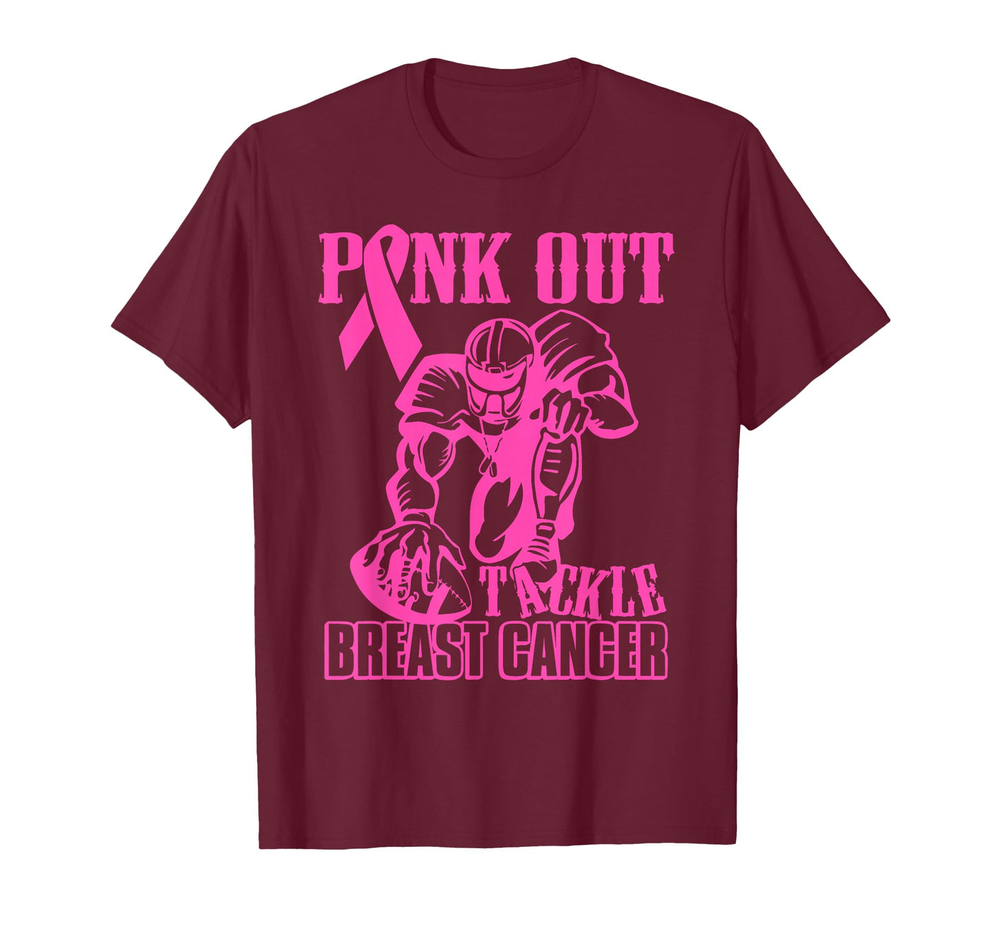Pink Out Tackle American Football Breast Cancer Awareness T-Shirt