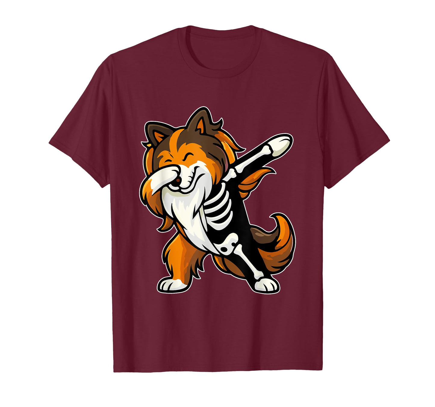 Dabbing Sheltie Half Skeleton Halloween Costume Owner Lover T-Shirt