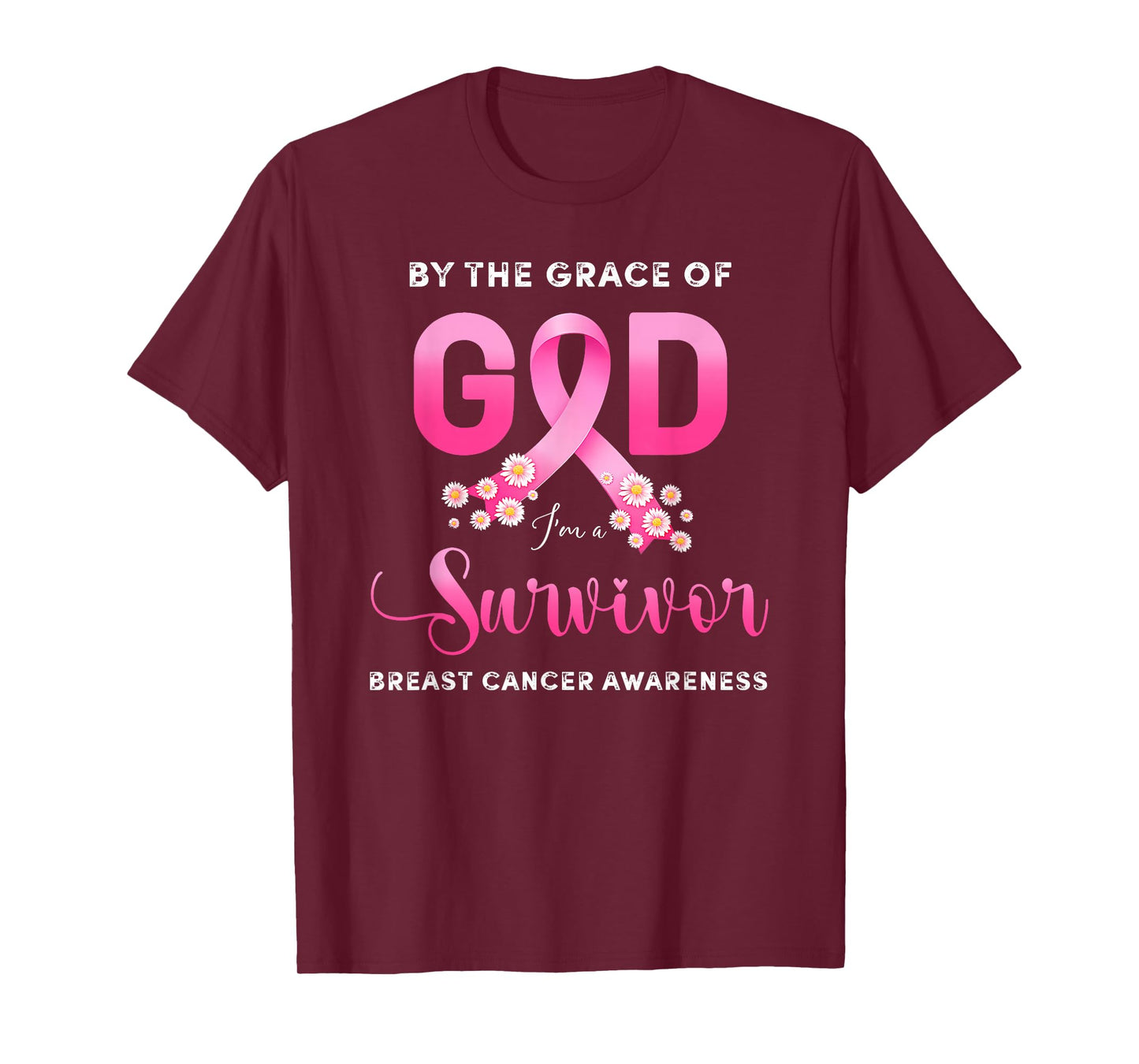 Christian by Grace of God Survivor Breast Cancer Awareness T-Shirt