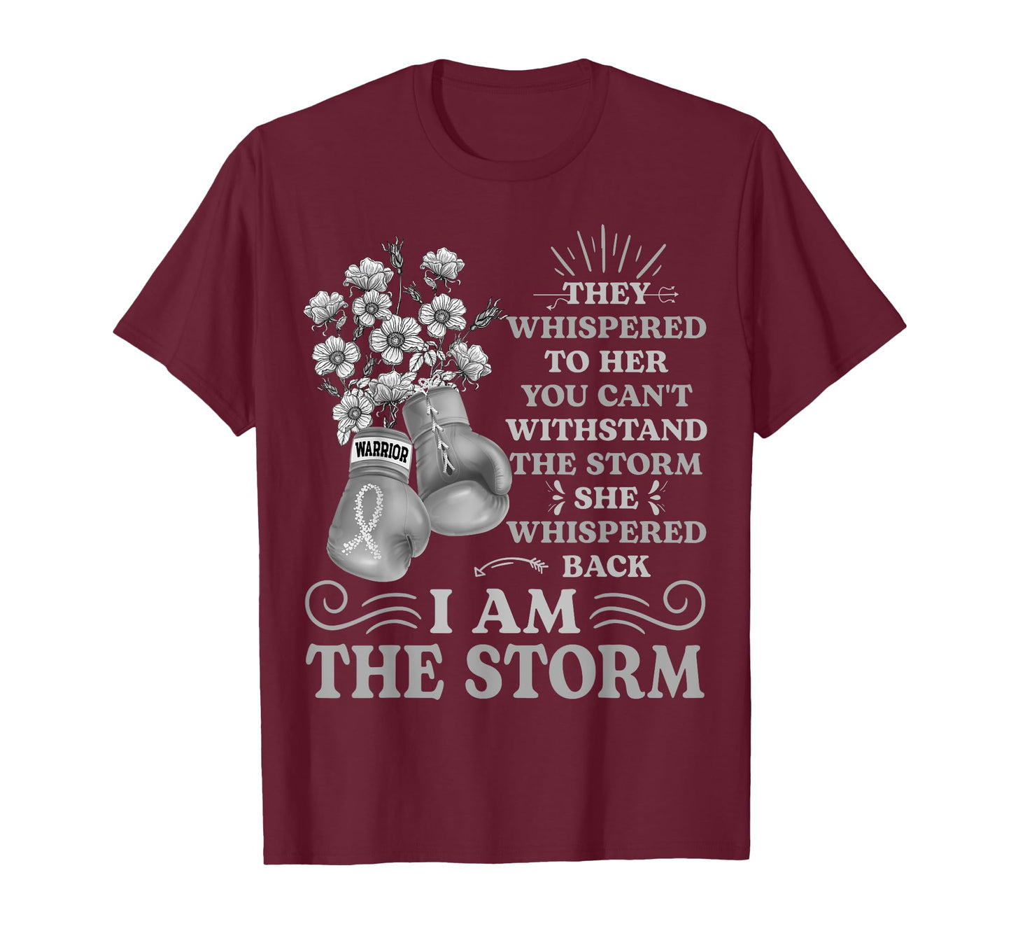 I'm The Storm Boxing Warrior Pearl Ribbon Women Lung Cancer T-Shirt