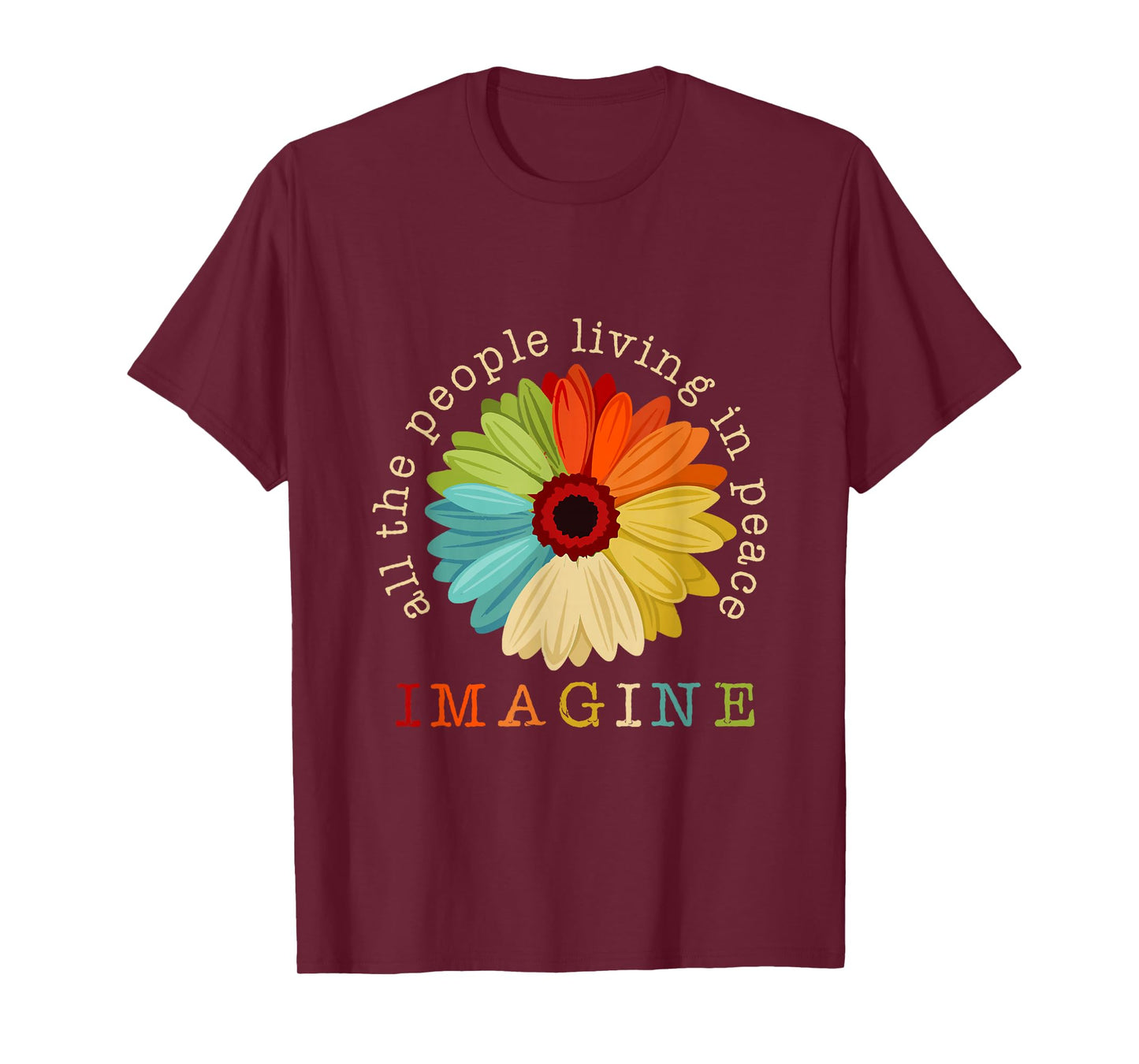 Imagine All The People Daisy Vintage Black 3X-Large T-Shirt