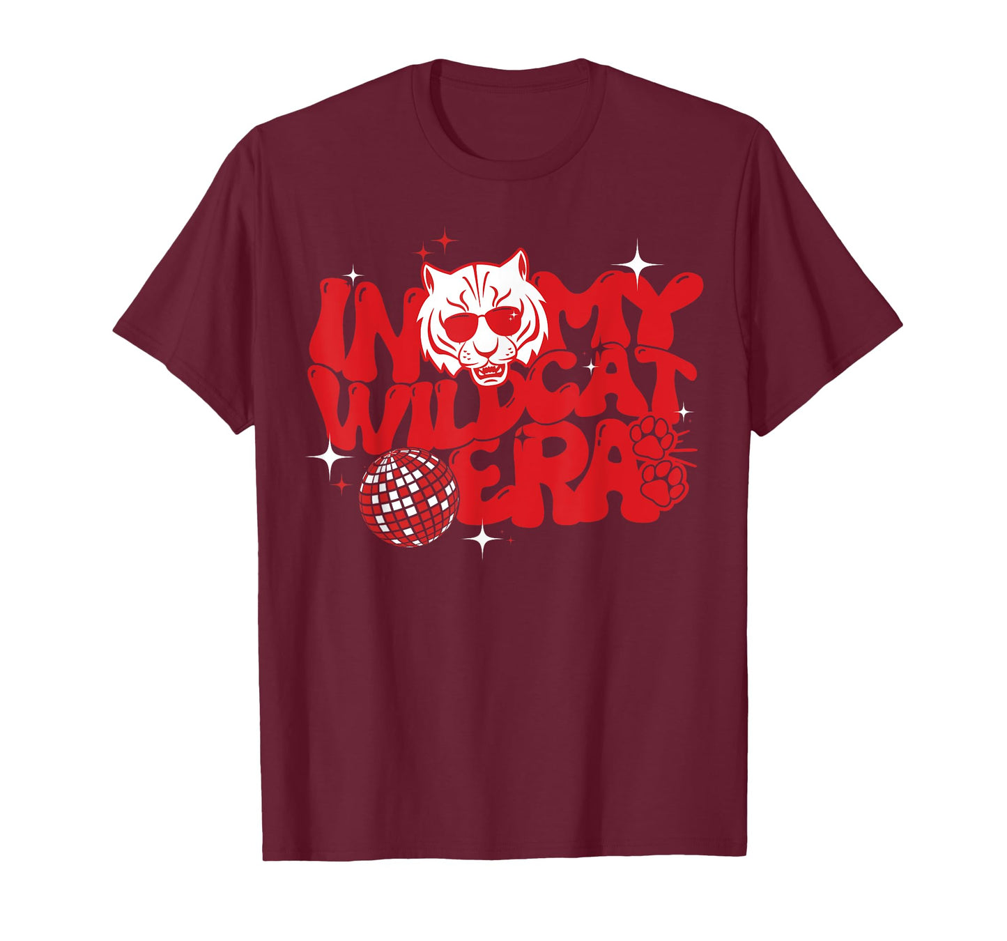 In My Wildcat Era Groovy School Spirit Wildcat Mascot Men Women Kids T-Shirt