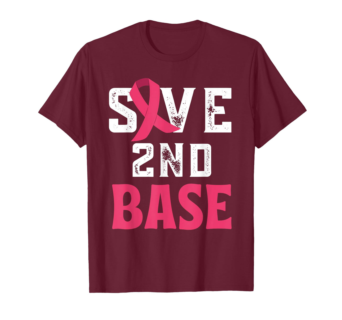 Save Second 2nd Base Funny Baseball Breast Cancer Awareness T-Shirt