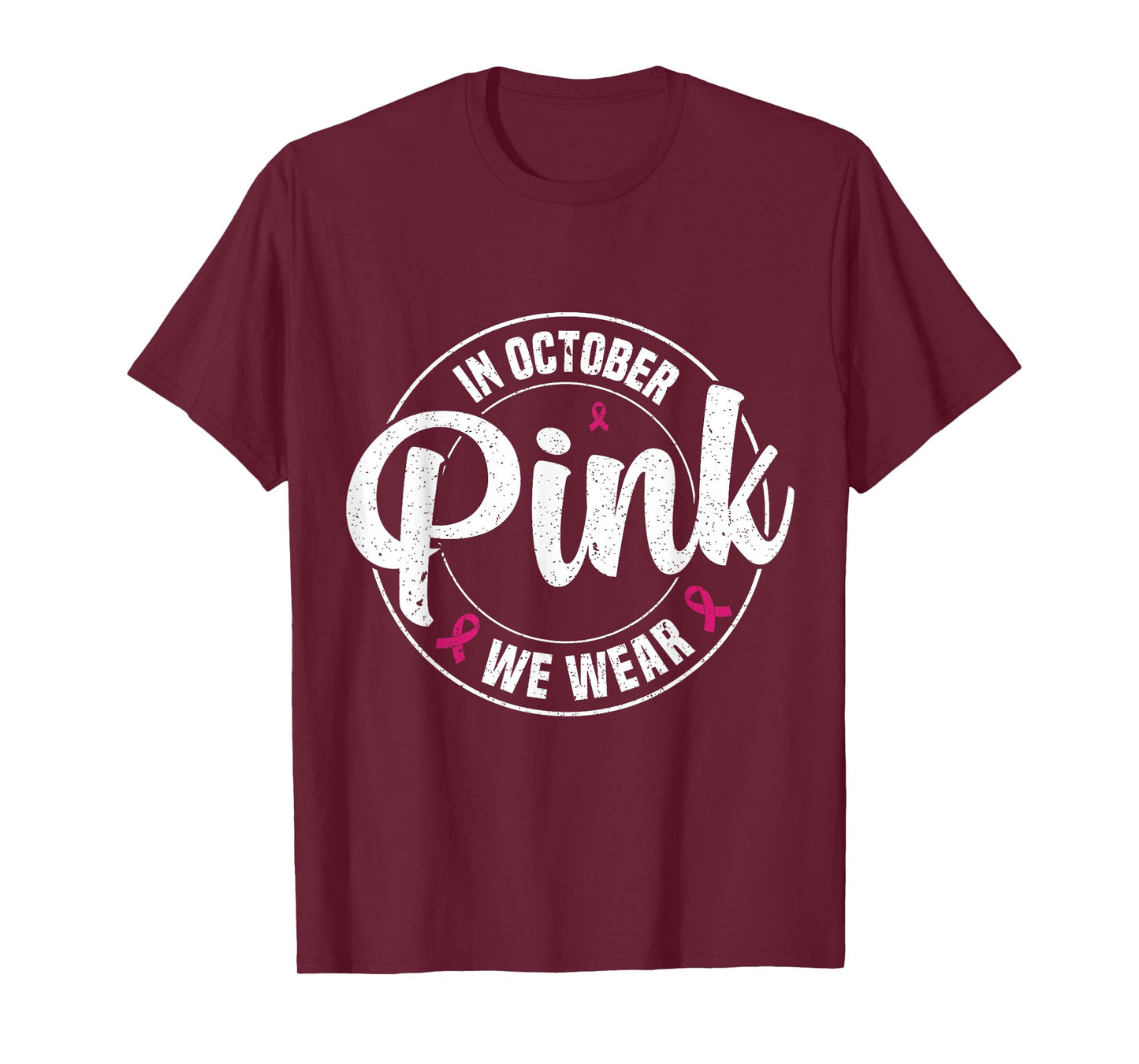 in October We Wear Pink Breast Cancer Awareness Halloween T-Shirt