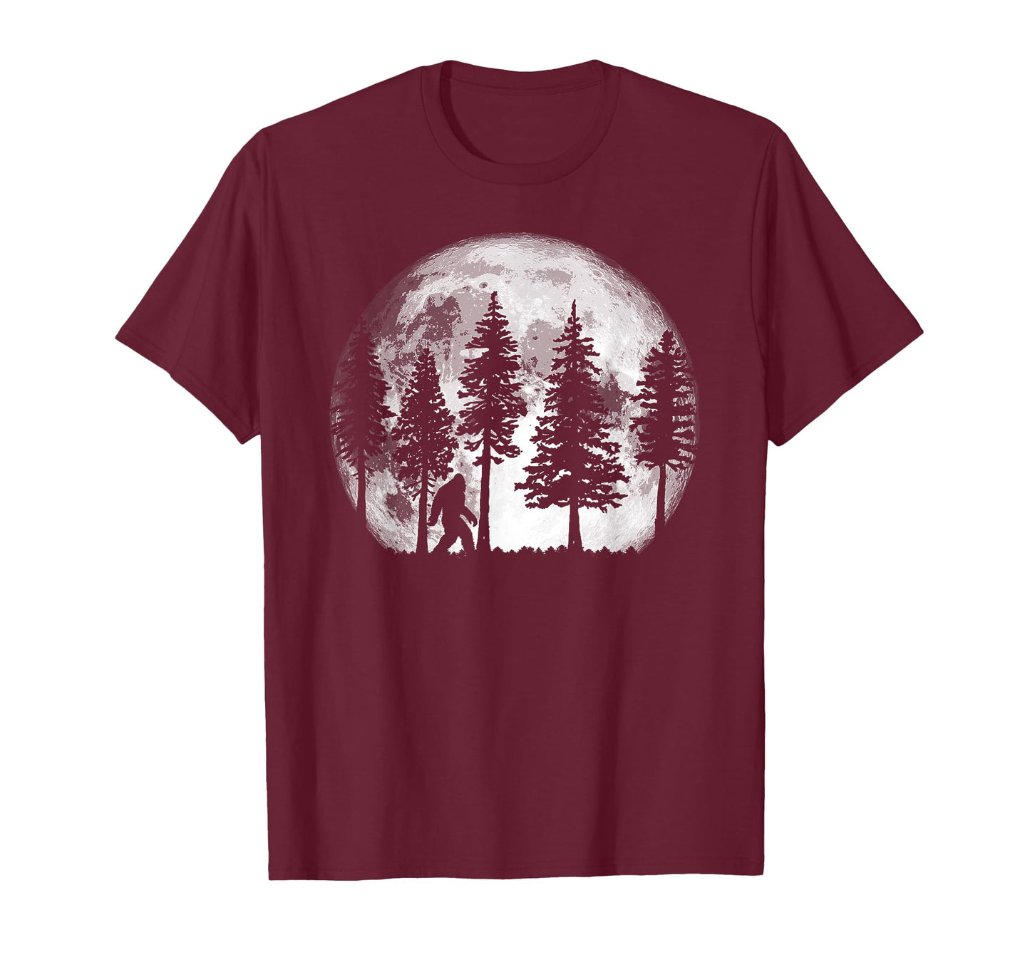 Bigfoot in the Forest Hiding at Night Full Moon Trees Nature T-Shirt