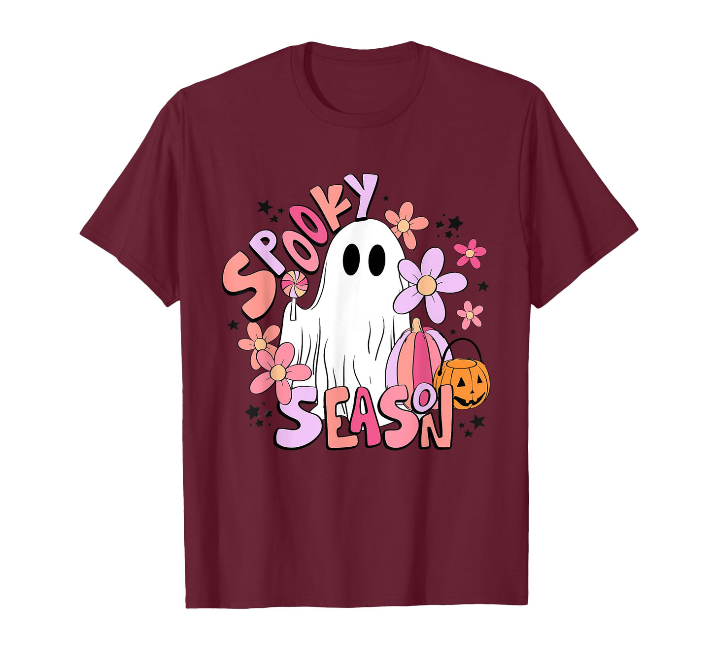 Retro Cute Ghost Spooky Season Funny Halloween T-Shirt