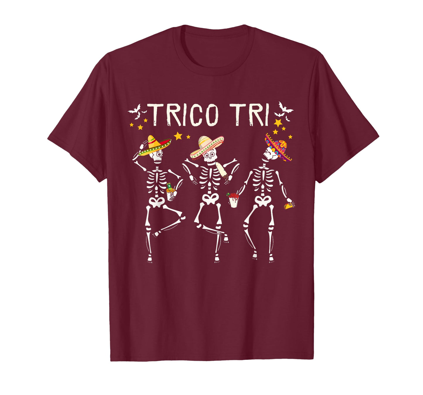 Funny Trico Tri Latina Spanish Halloween Skeleton T-Shirt