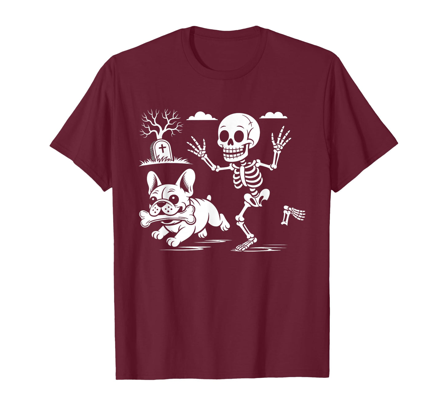 Funny Halloween French Bulldog Skeleton Spooky Season T-Shirt
