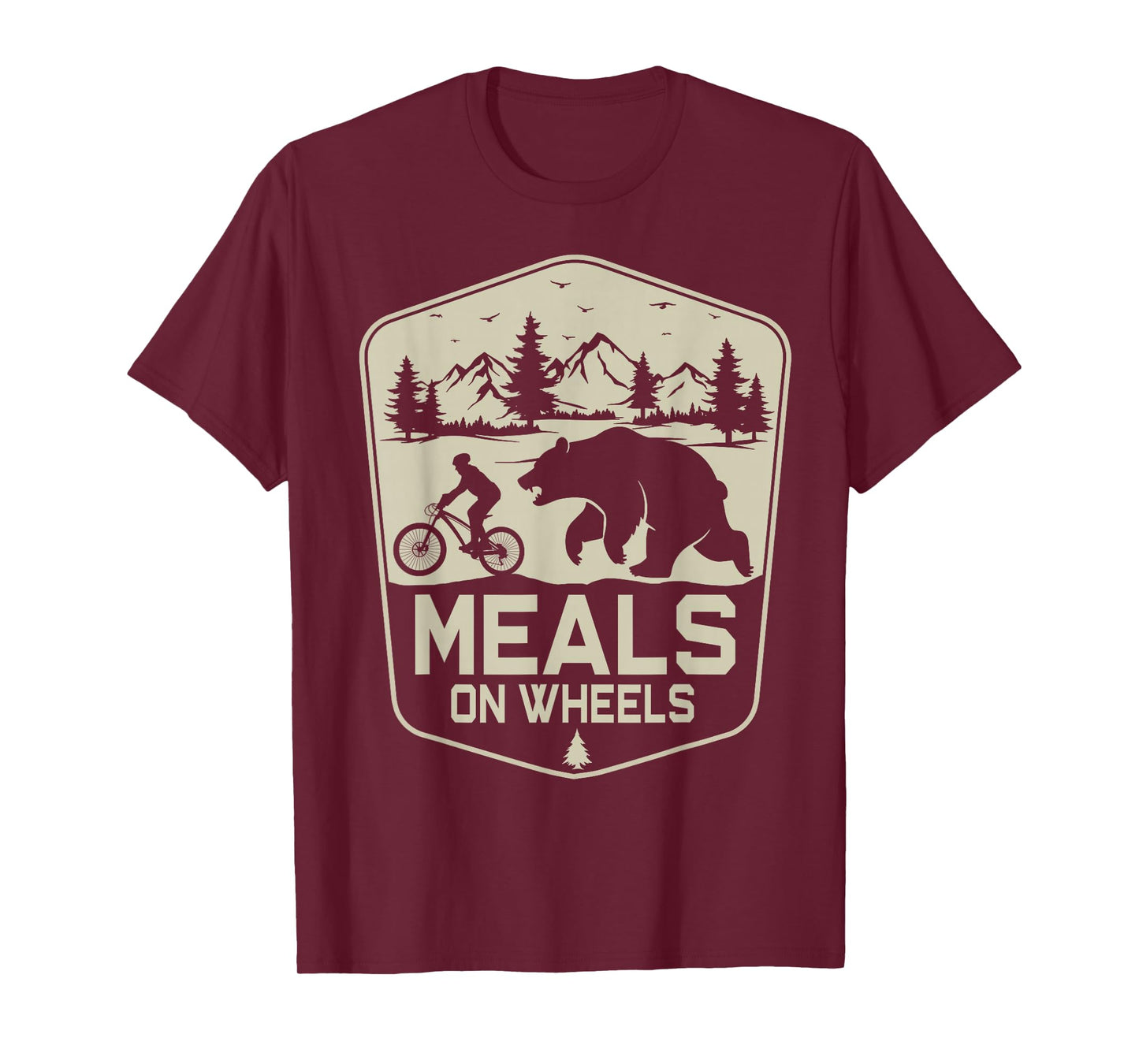 Meals On Wheels Cycling Bear Mountain Biking Nature T-Shirt
