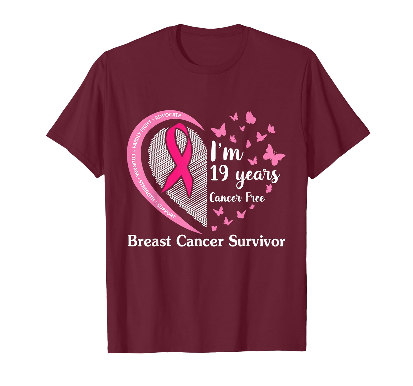 Family Fight Advocate Cour Strength I'm 19 Years Cancer Free T-Shirt