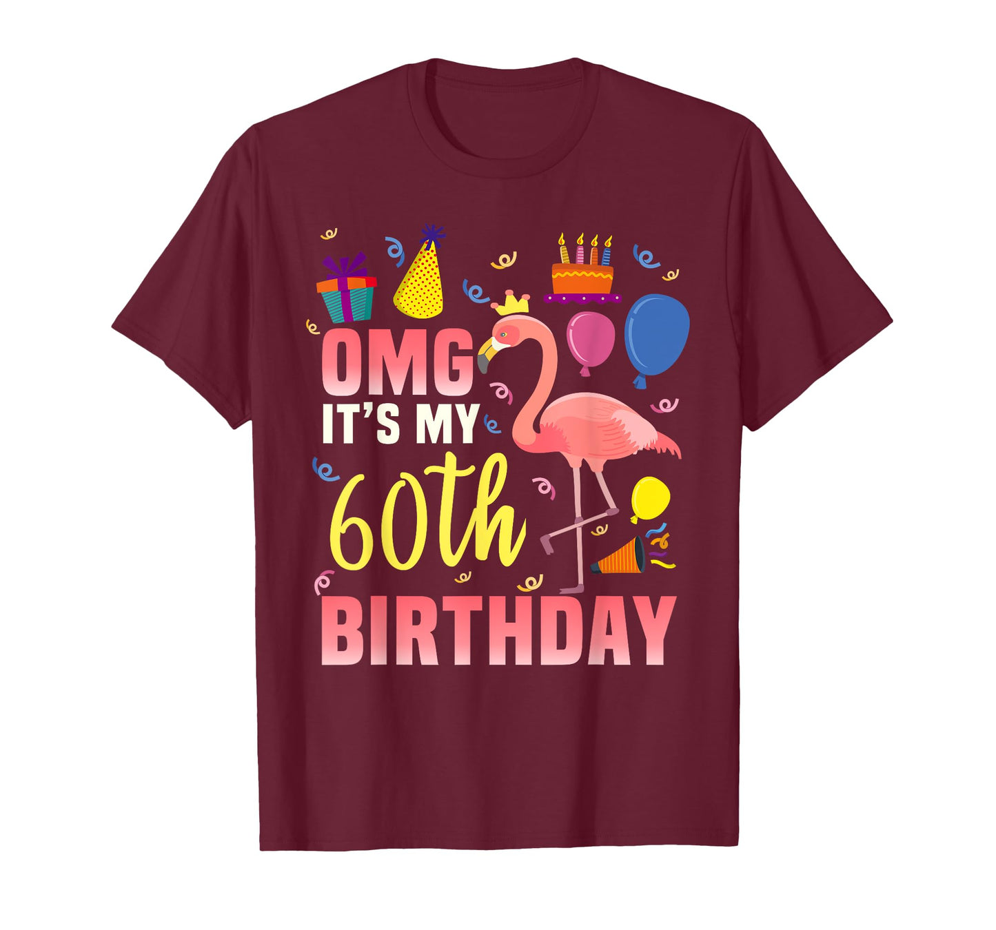 60 Year Old Women Men Gift Flamingo It's My 60th Birthday T-Shirt