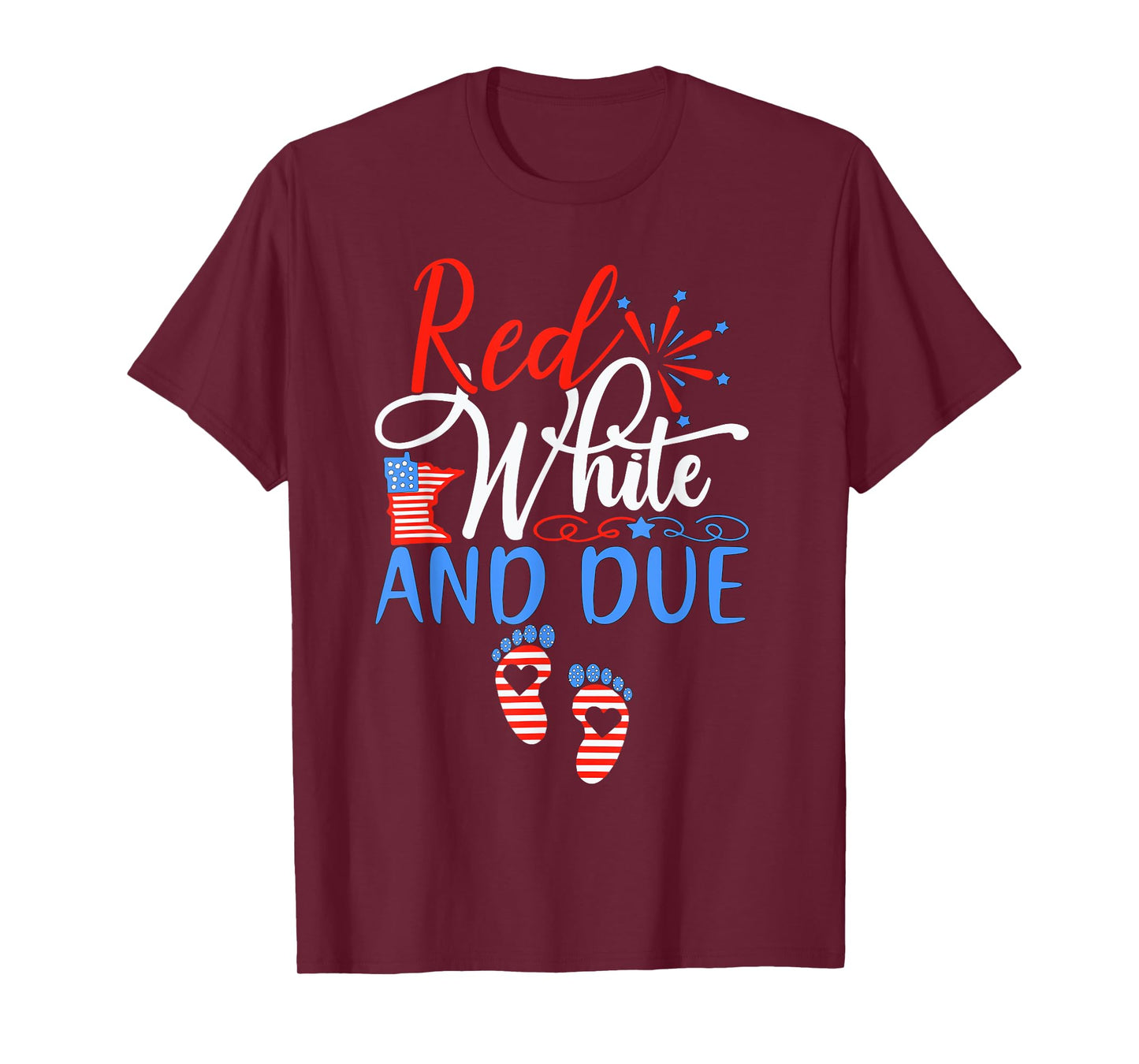 Red White And Due Pregnancy Announcement 4th Of July 2025 T-Shirt