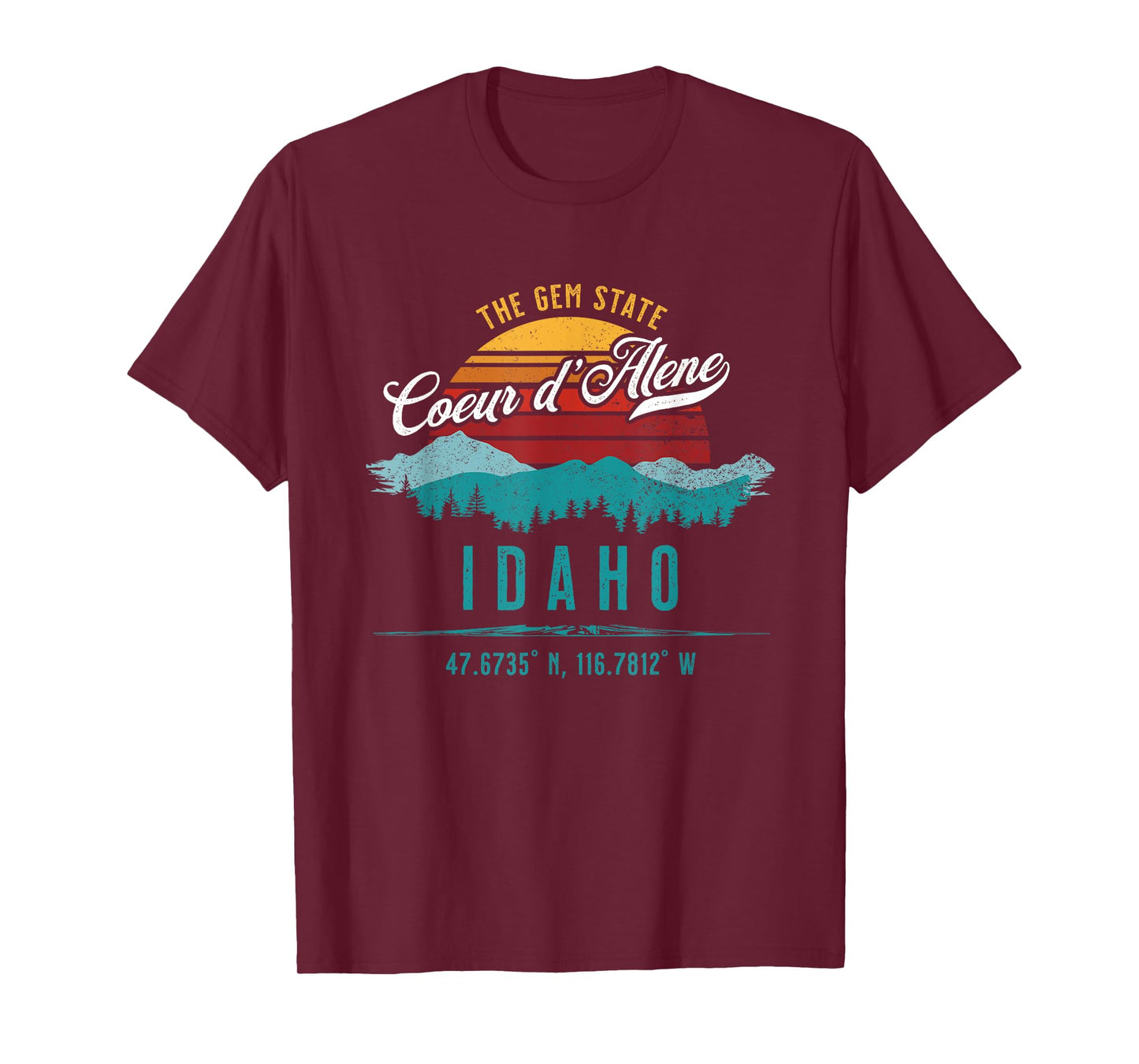 Vintage Coeur d'Alene Idaho Retro Sun Souvenir T-Shirt