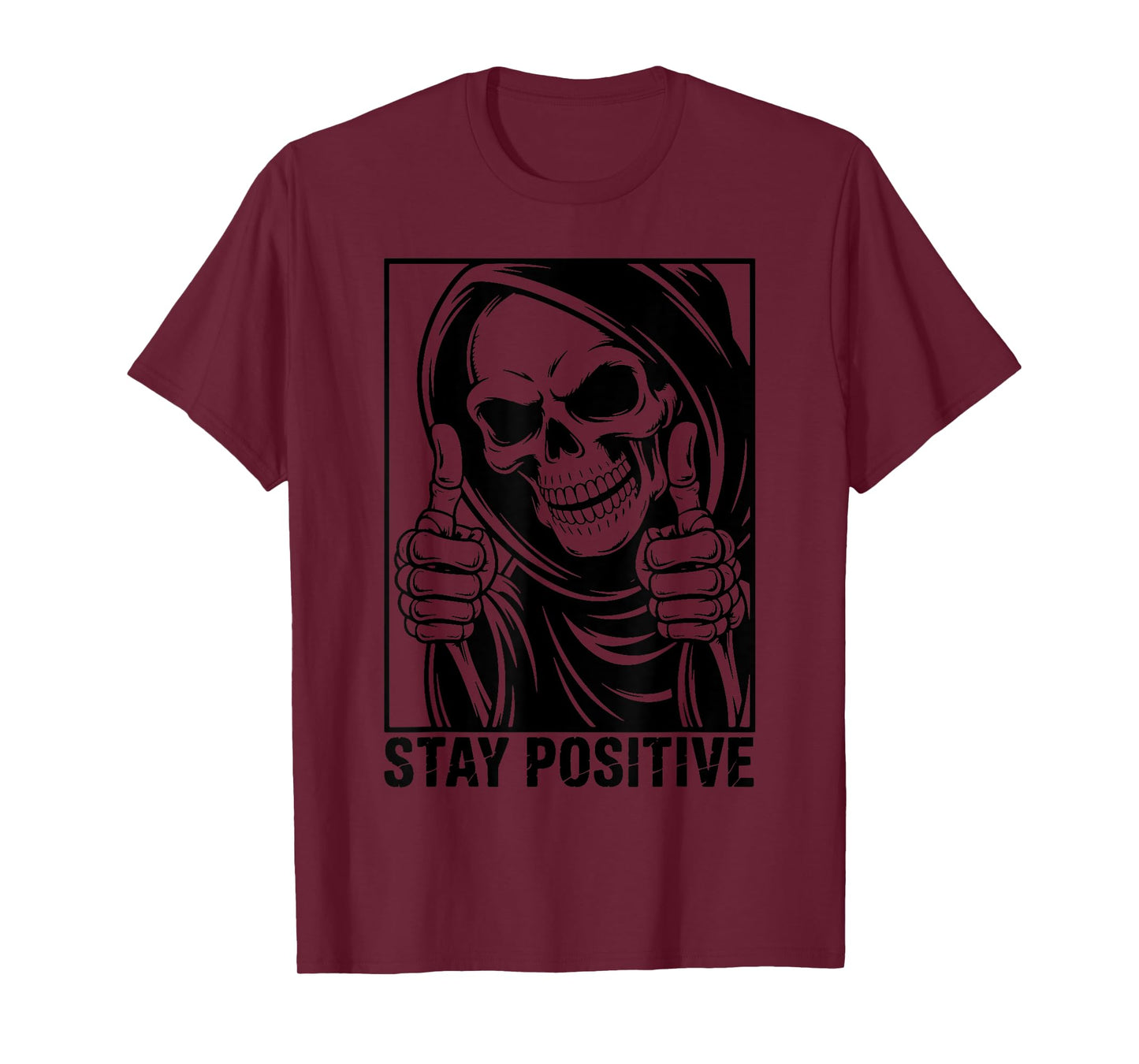 Funny Skull Stay Positive Skeleton Halloween Motivational T-Shirt