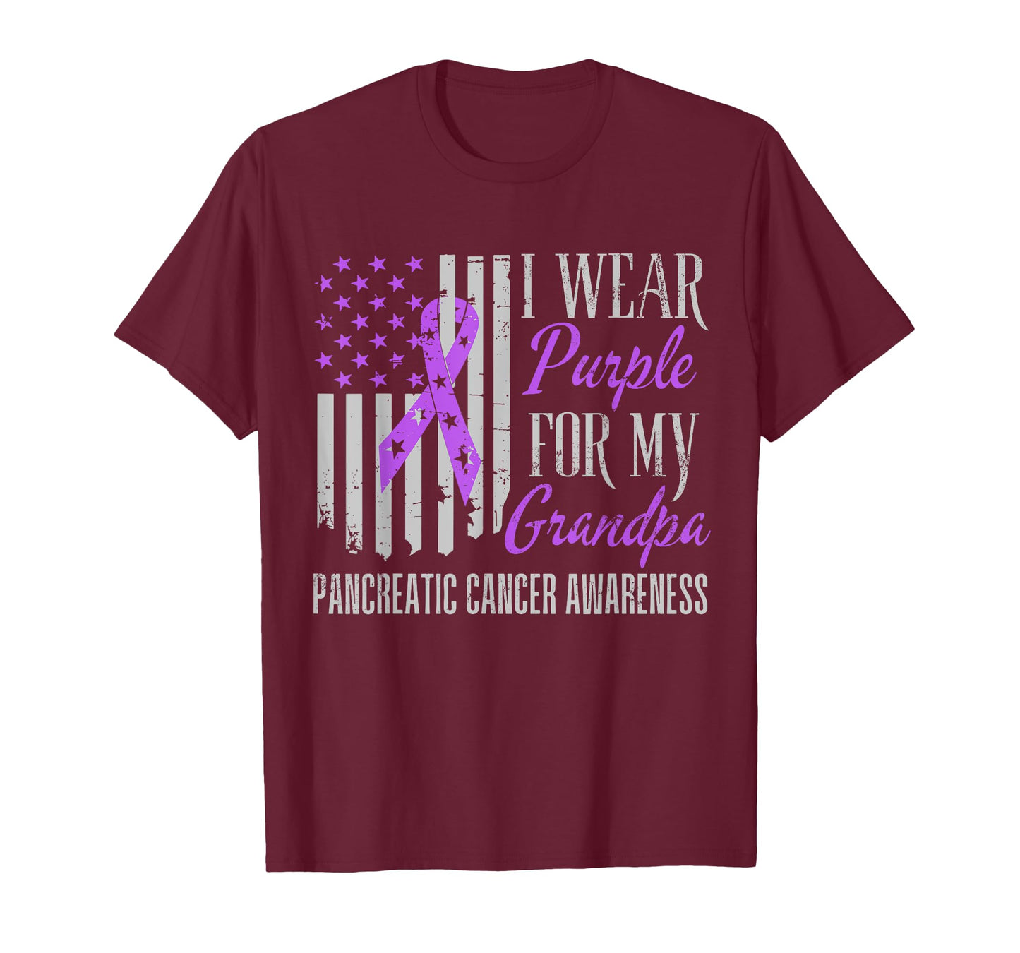 I Wear Purple For My grandpa Pancreatic Cancer Awareness T-Shirt