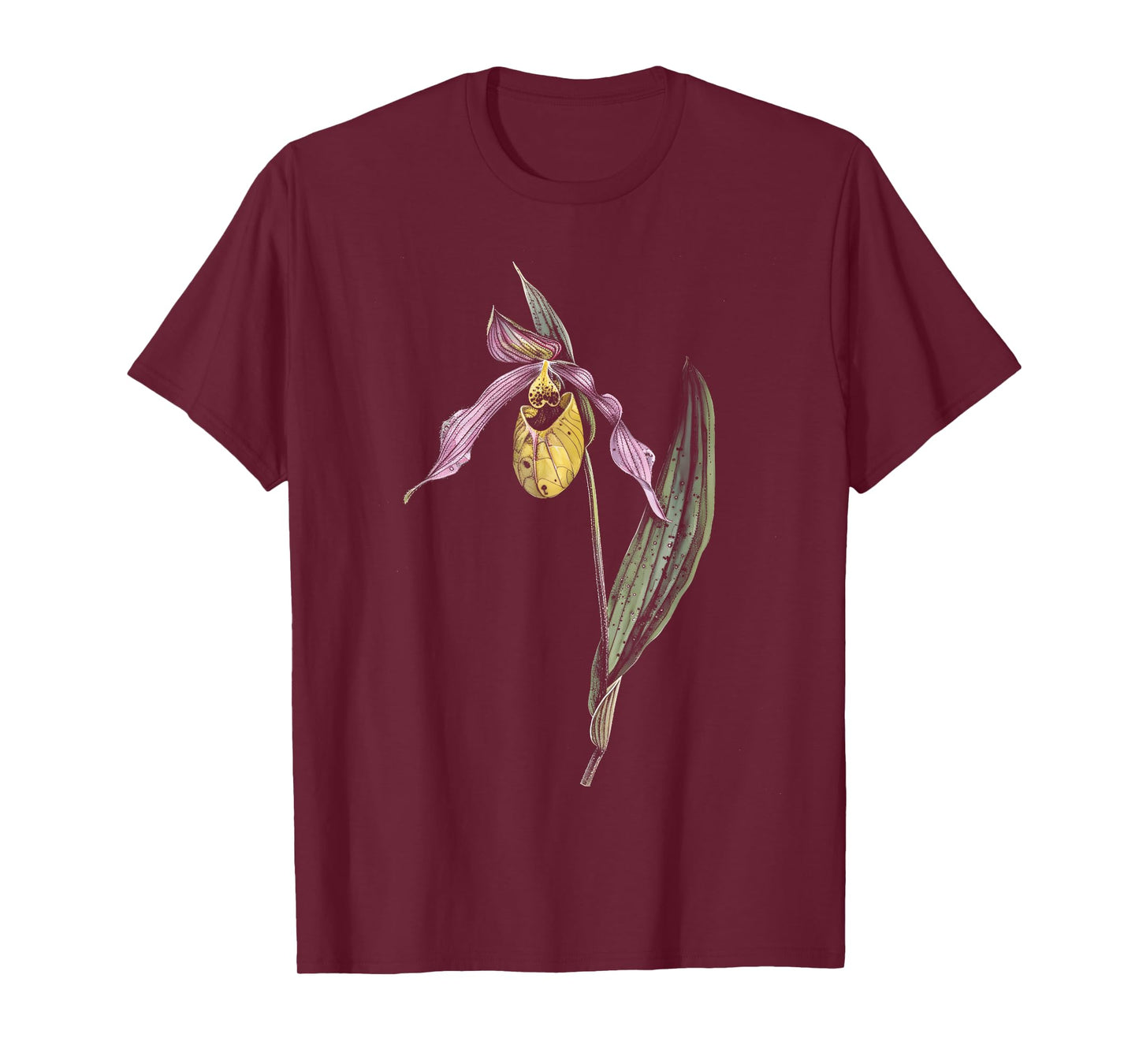 Botanical Lady's Slipper Orchid Flower Girl Floral Plant Mom T-Shirt