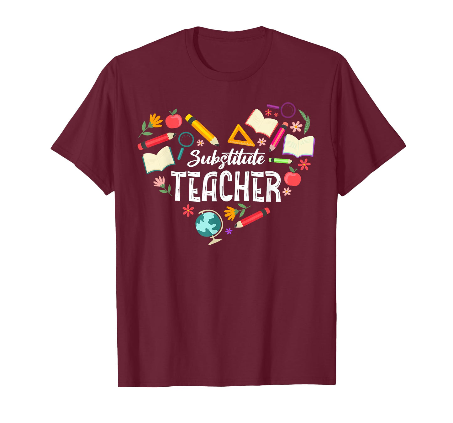 Cute Substitute Teacher Heart T-Shirt for Men Women