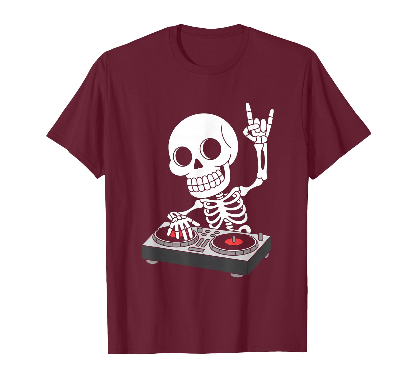 Skeleton DJ on Turntables EDM Synthesizer Rave Music Ghost T-Shirt