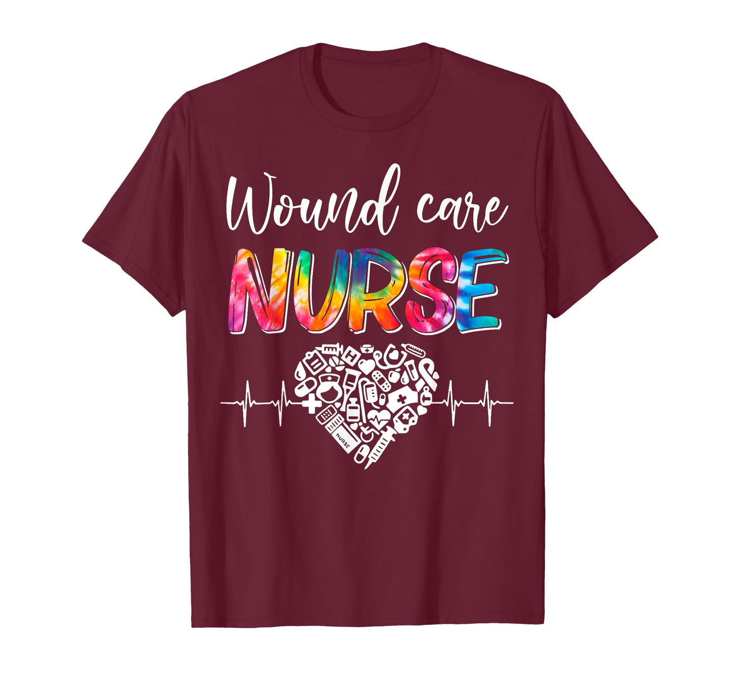 Wound Care Nurse Tie Dye Heartbeat Heart Nurse Day Nursing T-Shirt