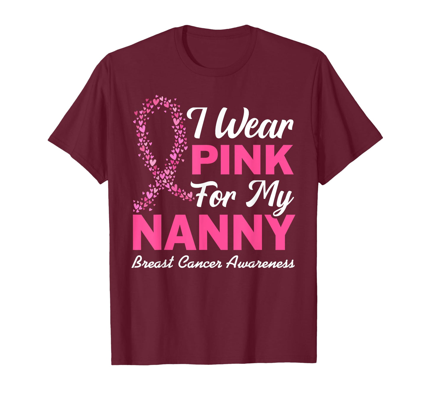 I Wear Pink For My Nanny Grandma Breast Cancer Awareness Kid T-Shirt