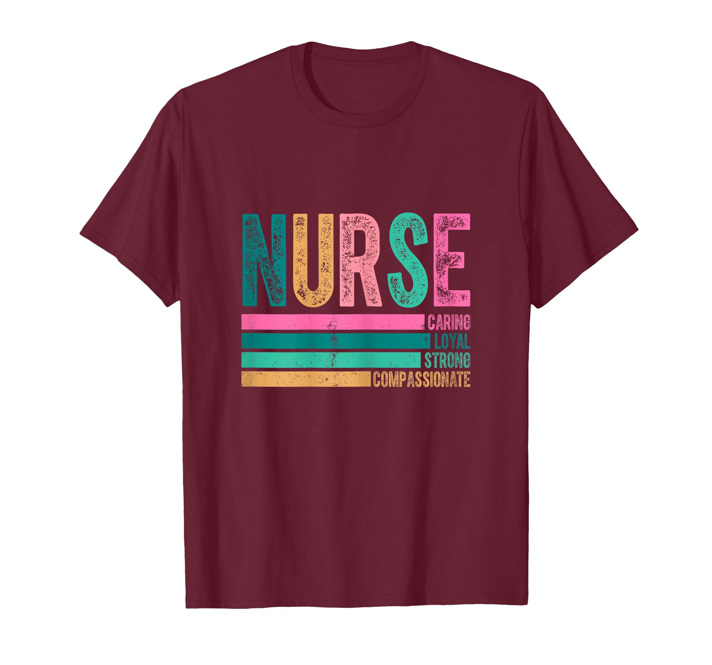 Retro Nurse Traits Design Caring Loyal Strong T-Shirt