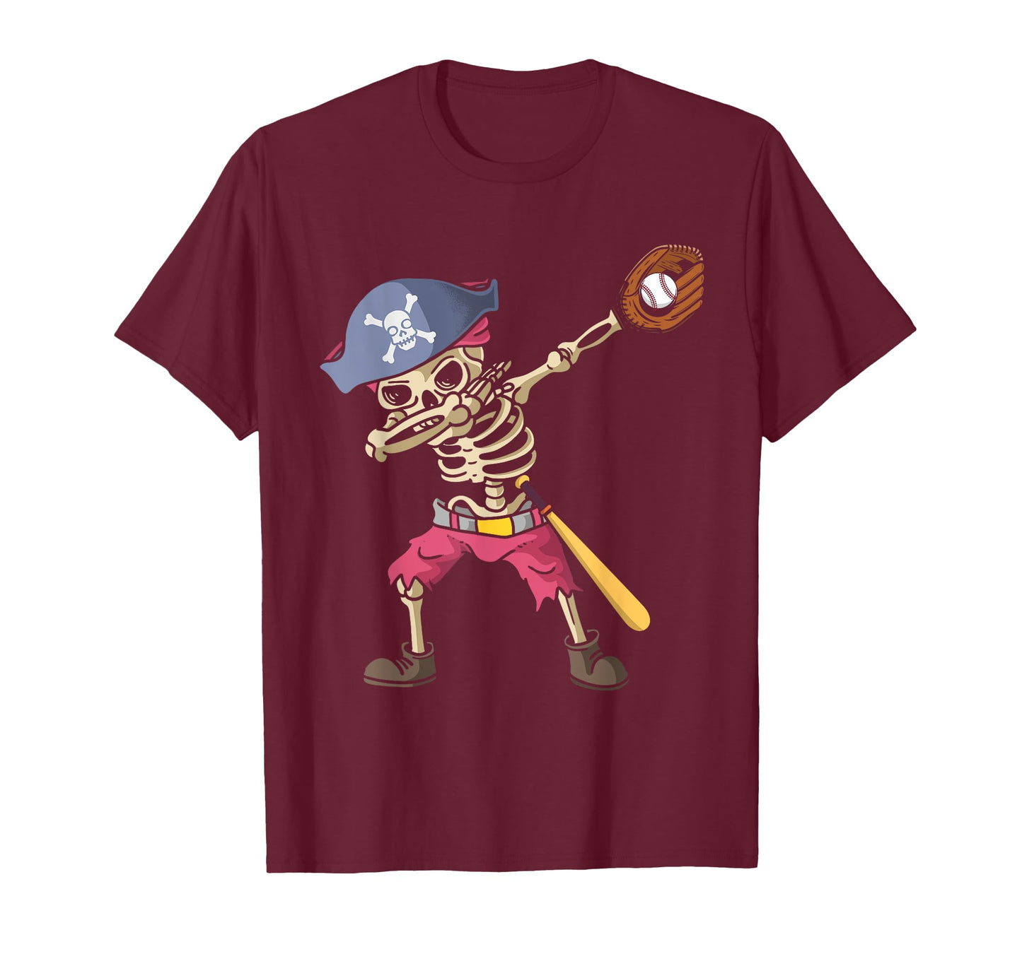 Dabbing Skeleton Baseball Softball Pirate Dab T-Shirt