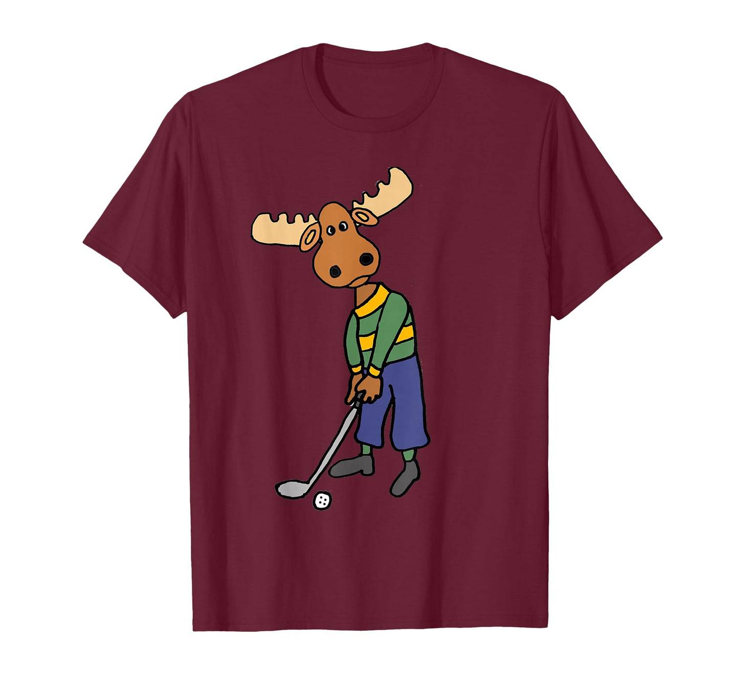 Smileteessports Funny Moose Playing Golf Sports Cartoon T-Shirt