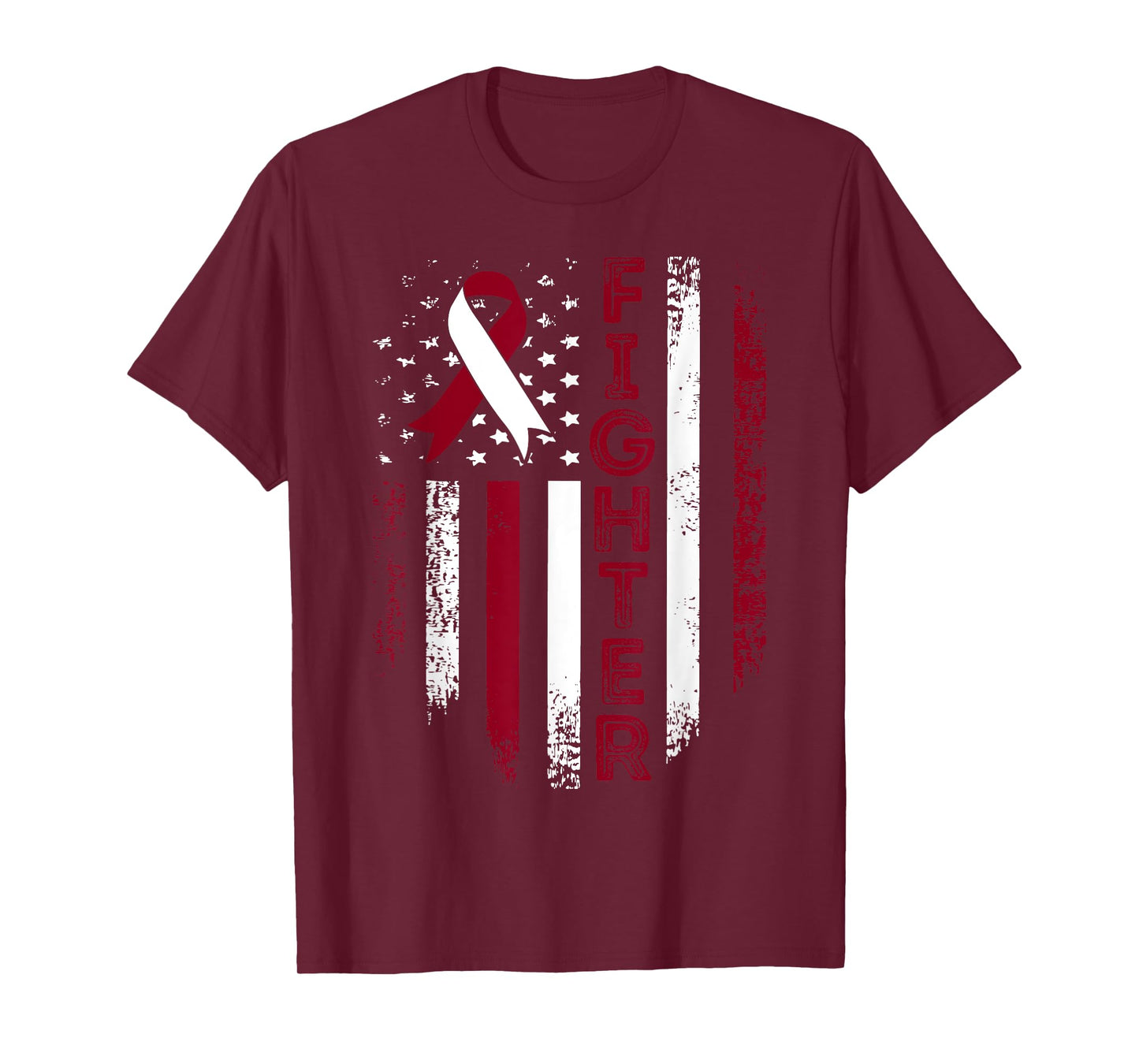 Fighter USA Flag Throat Cancer Awareness Throat Cancer T-Shirt