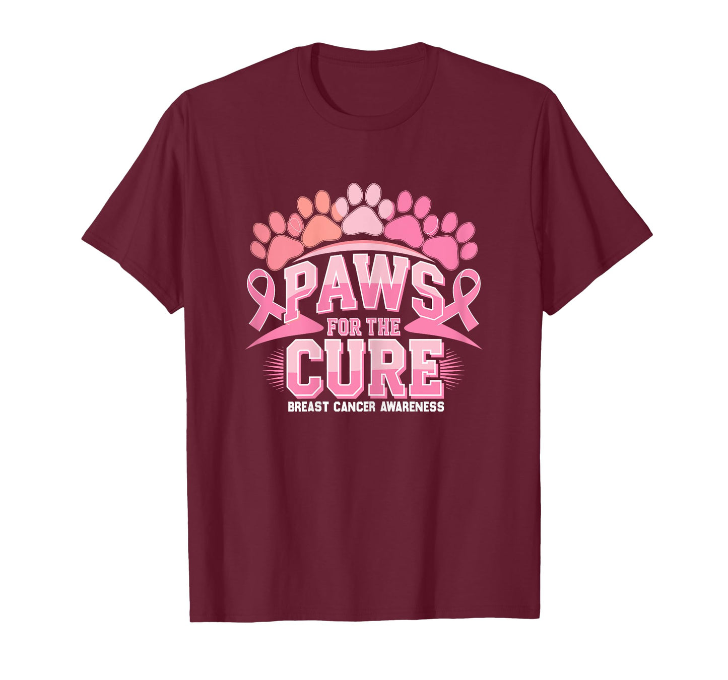 Paws For The Cure Breast Cancer Awareness Dog Cat Lover T-Shirt for Women