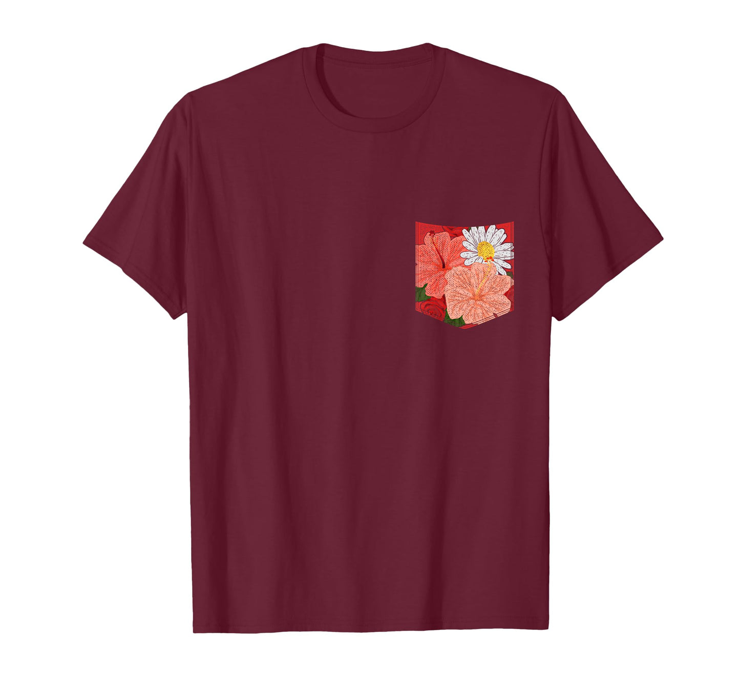 Flower Blossom Hibiscus Daisy Floral Pocket Botanical T-Shirt