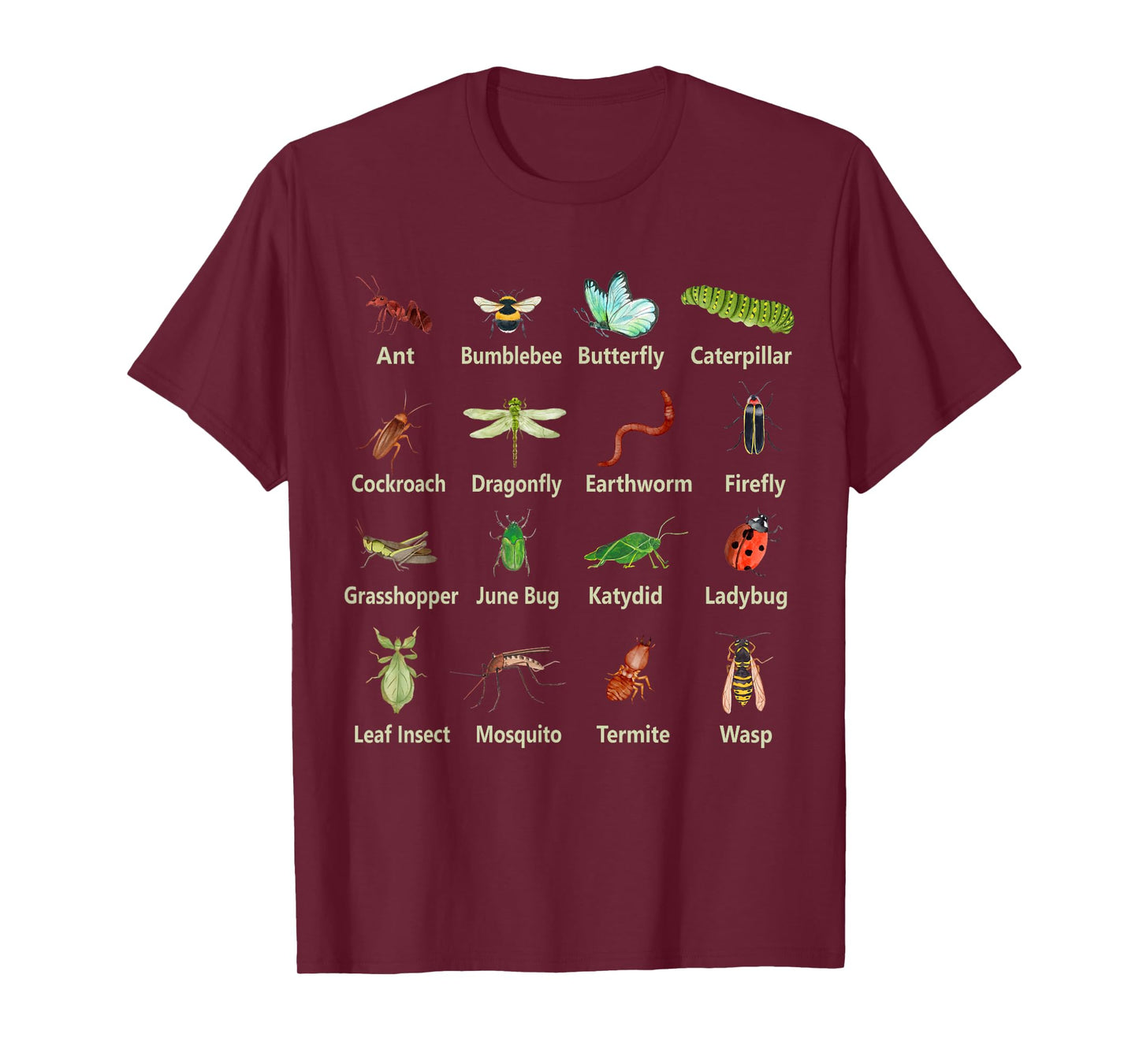 Types of Insects Funny Insect Names Bug Entomologist Kids T-Shirt