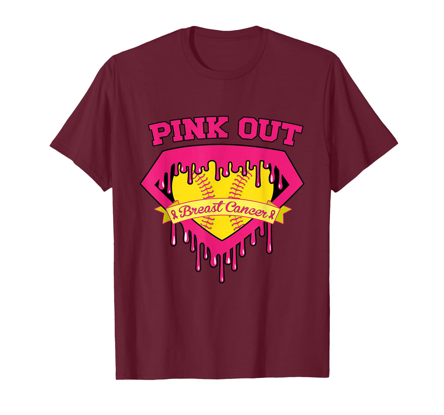 Pink Out Breast Cancer Softball Breast Cancer Awareness T-Shirt