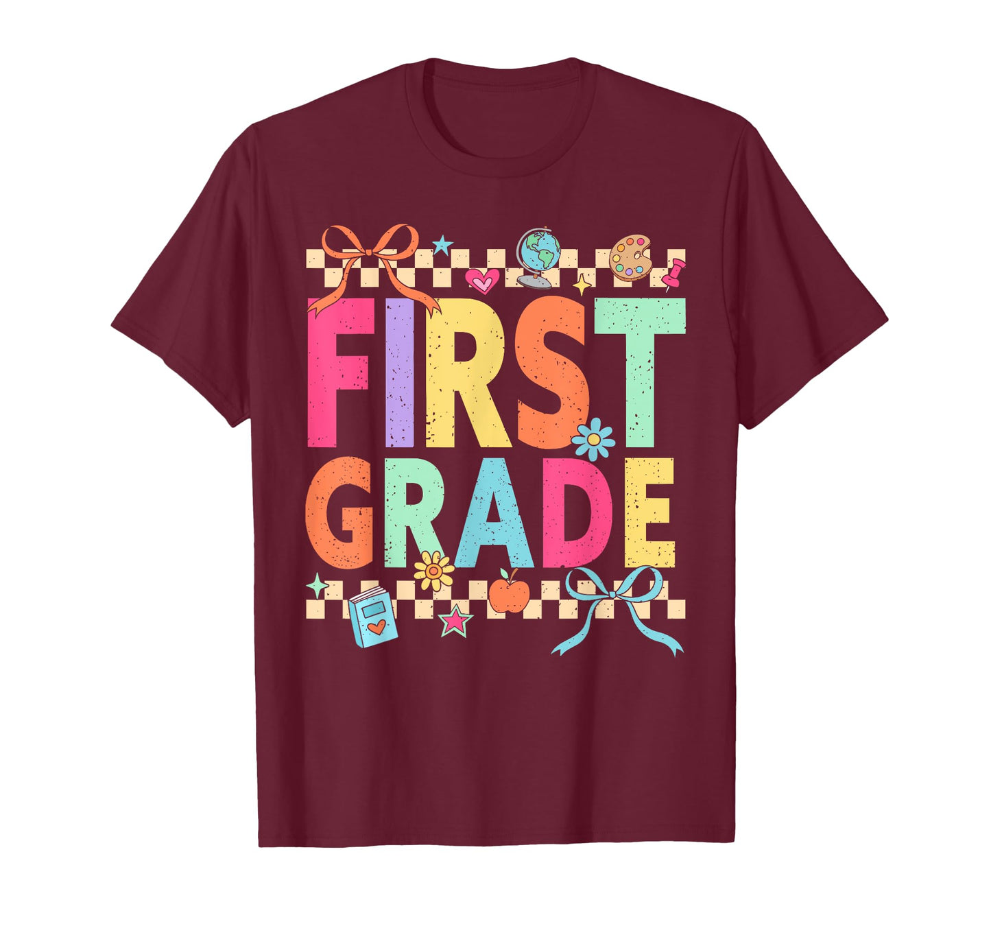 Retro First Grade Back To School 1st Grade Teacher Girl Boy T-Shirt
