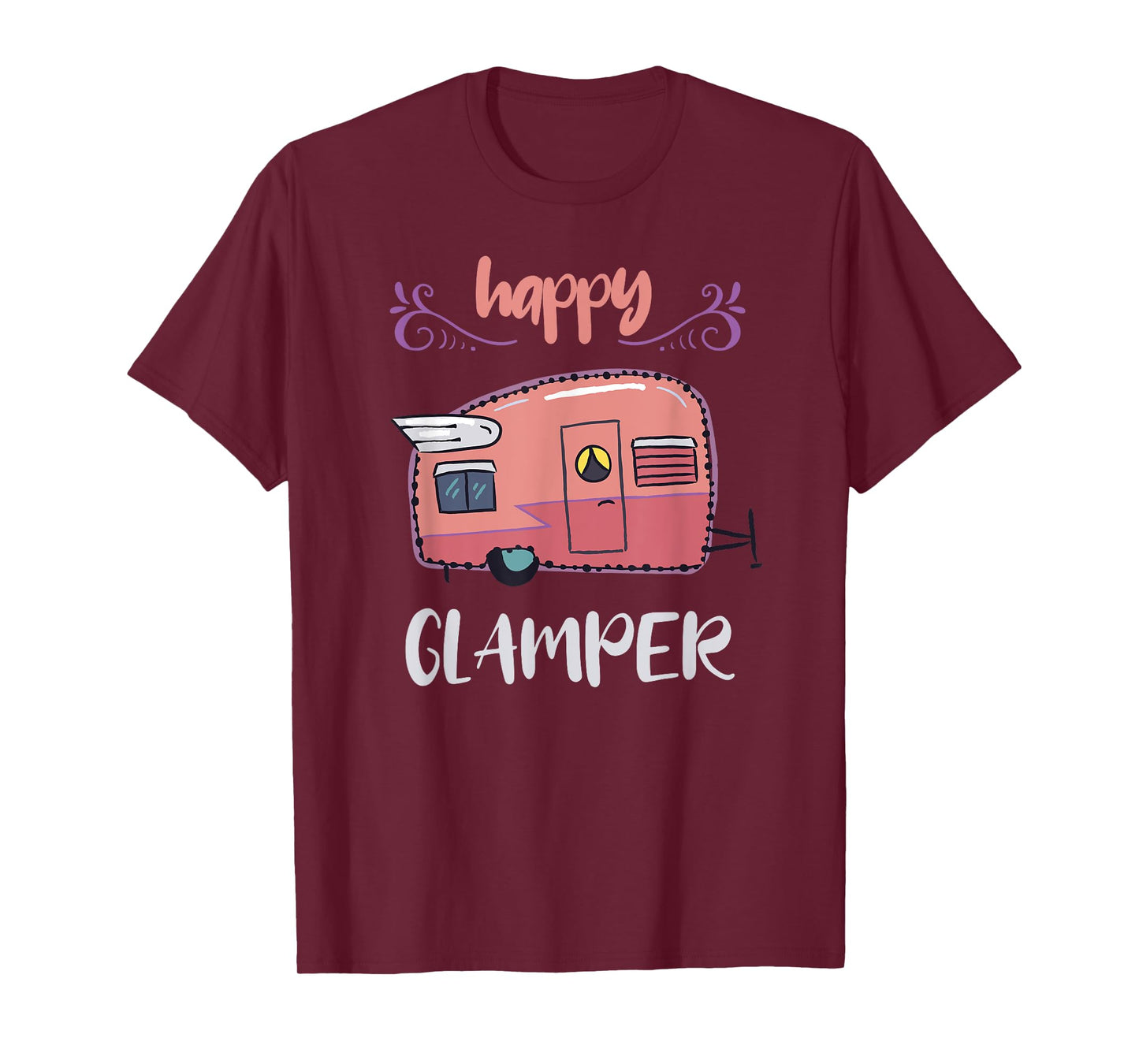 Happy Glamper Camping Girls Vacation Glamping Cute Trailer T-Shirt