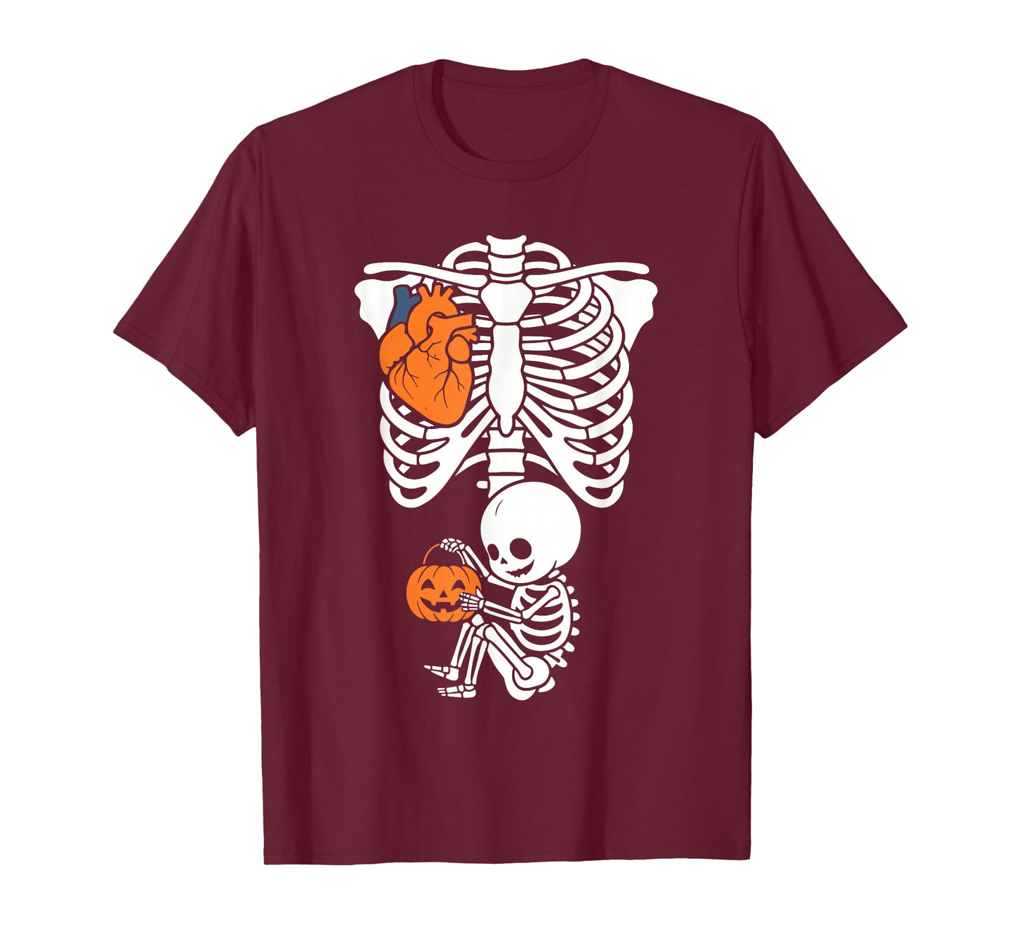 Pregnancy Skeleton with Baby Halloween Boy Pregnant Pumpkin T-Shirt