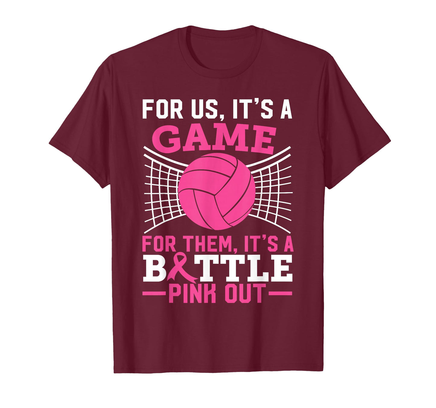 Pink Out Breast Cancer Volleyball Ball Lover Women Teen Girl T-Shirt