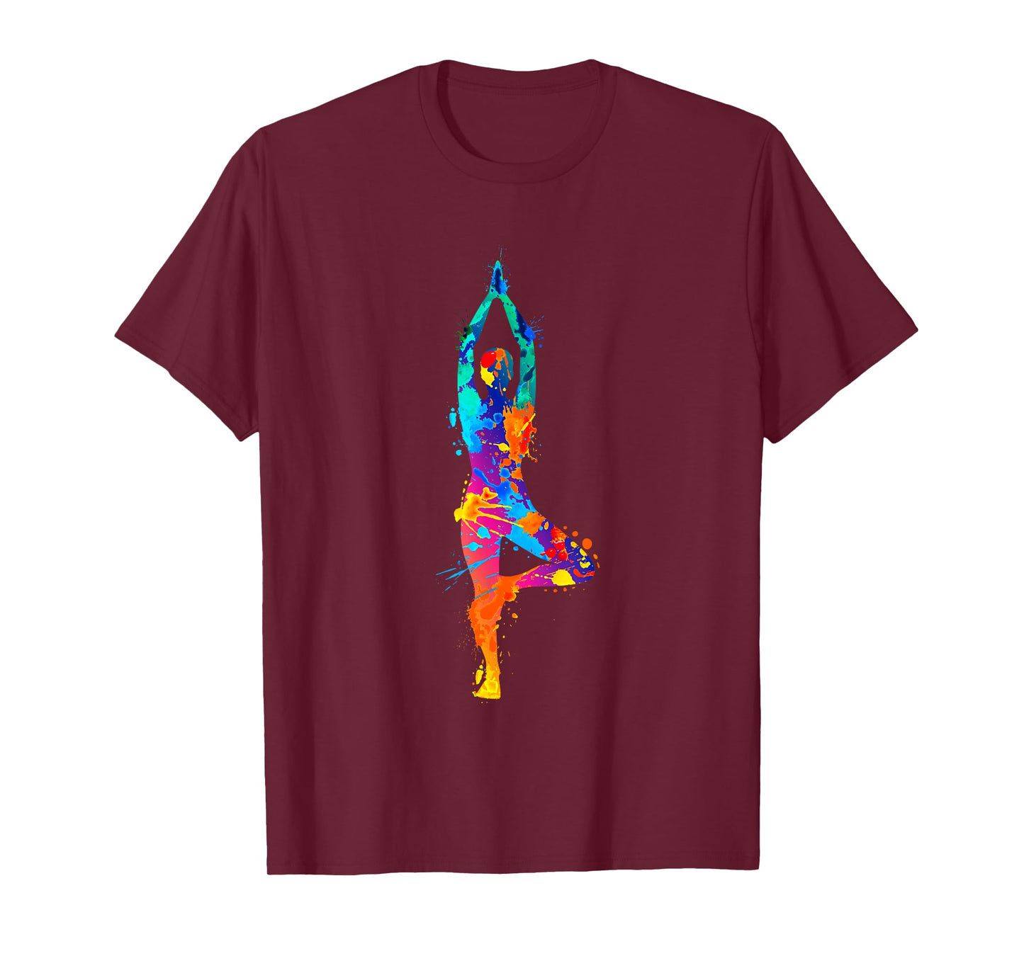Artistic Yoga Watercolor Yoga Tree Colorful T-Shirt