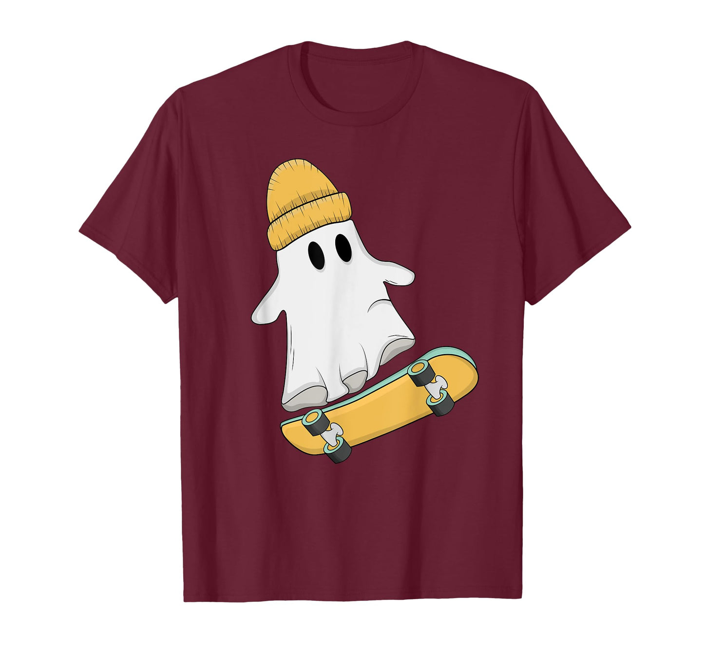 Skateboarding Ghost Funny Skater Ghost Lazy Halloween T-Shirt