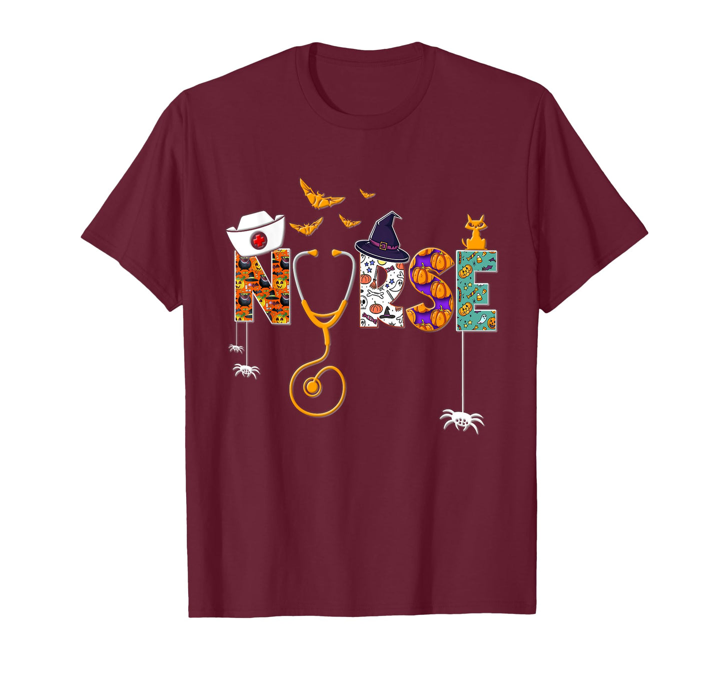 Halloween Nurse Nursing Cute Health Worker Halloween Pattern T-Shirt