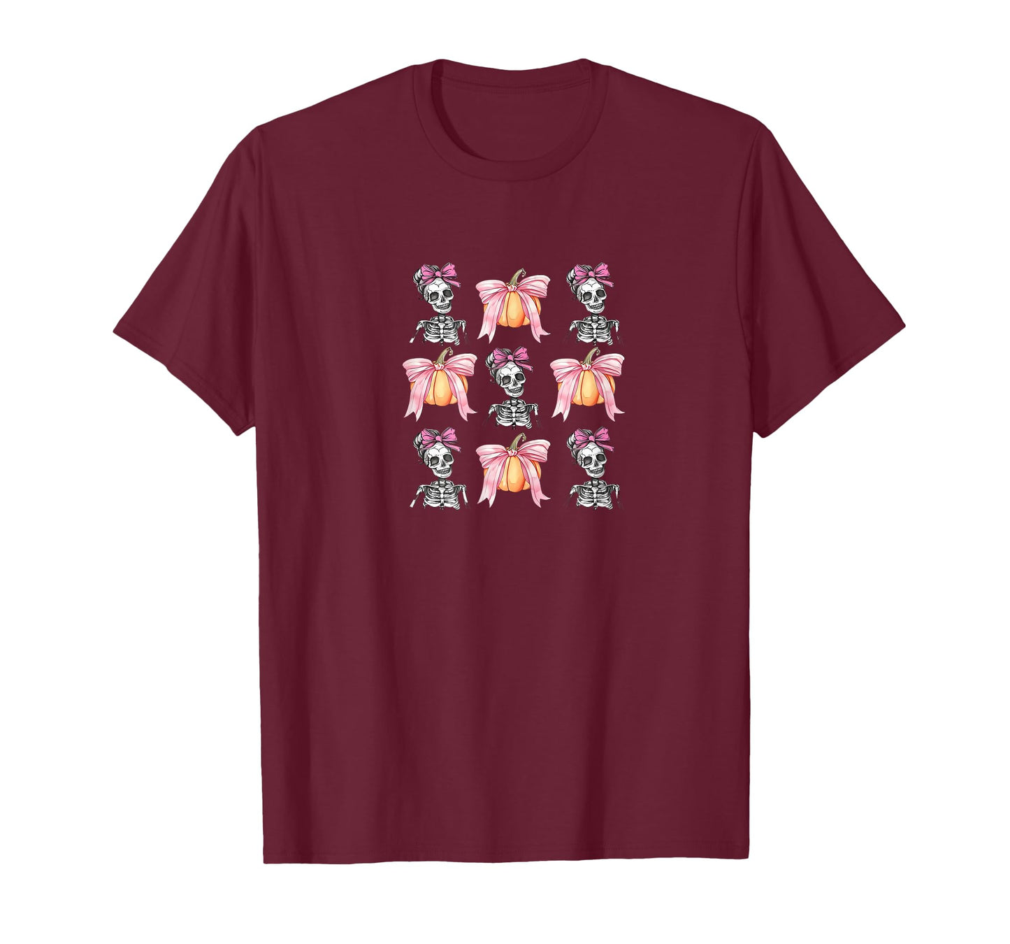 Coquette Skeleton Halloween Bows Pumpkin Spooky Cute Fun T-Shirt